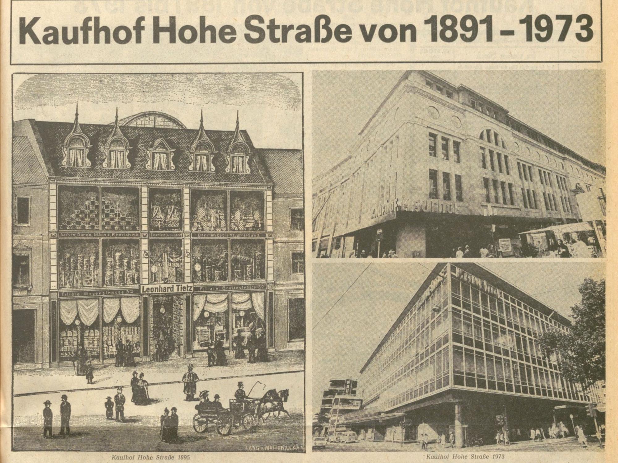 Zeitungsausriss: In einer Verlagsbeilage des Kölner Stadt-Anzeiger wurde die Geschichte des Kaufhofs dargestellt.