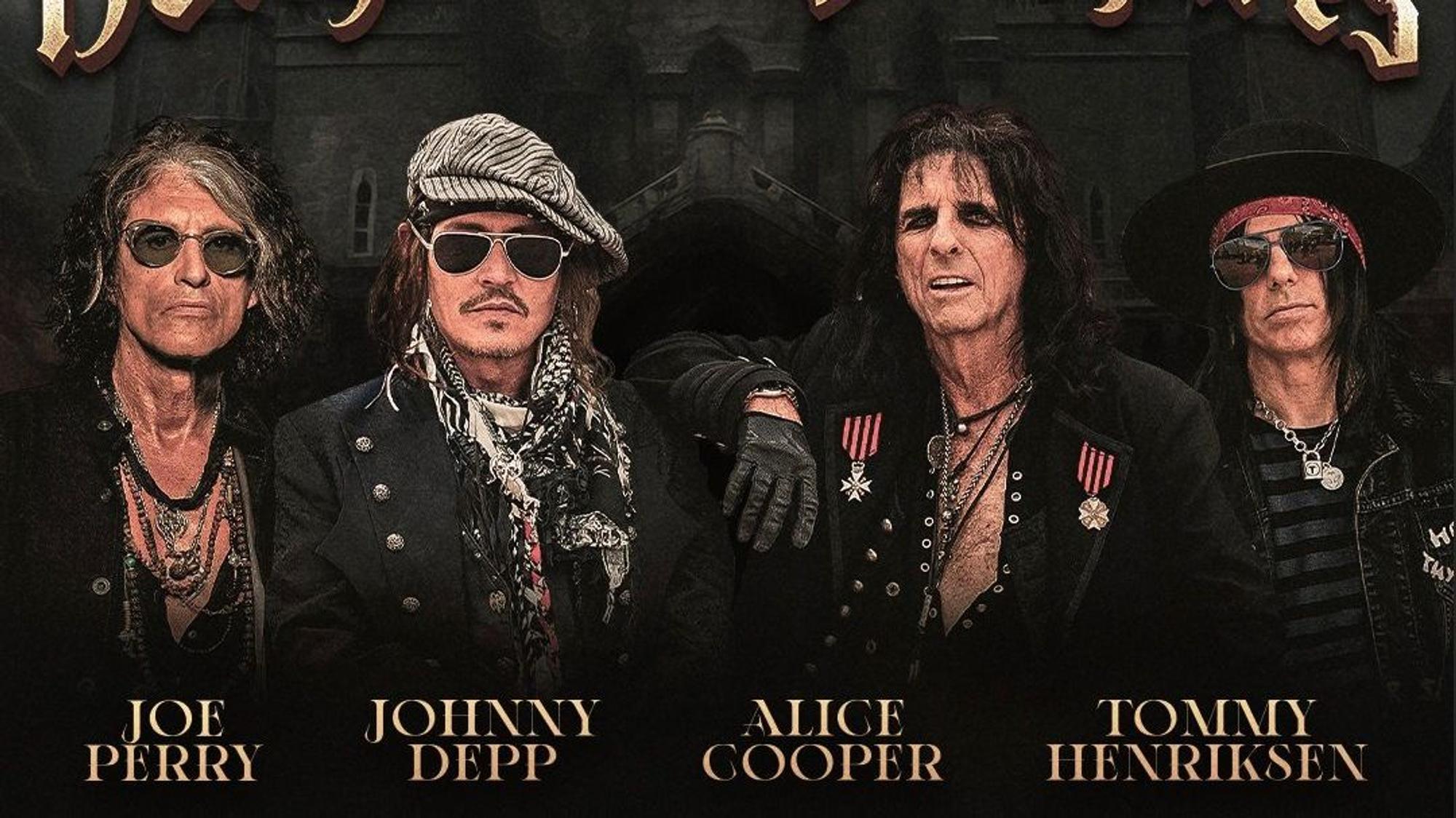 Hollywood Vampires mit Johnny Depp, Alice Cooper und Joe Perry.