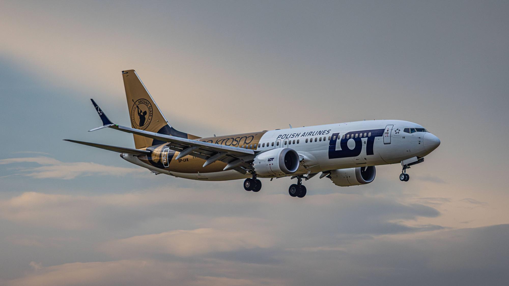 Flugzeug vom Typ Boeing 737 Max 8 im Flug.
