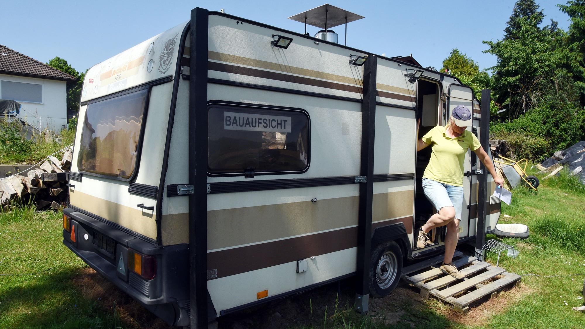 Der Bauwagen in dem der audio Podcast aufgenommen wird.