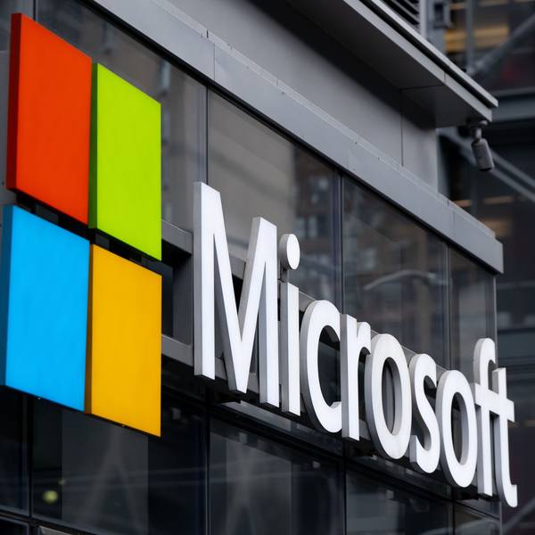 Das Logo des Technologieriesen Microsoft. Der US-Technologiekonzern möchte im Rheinischen Revier ein viertes KI-Rechenzentrum bauen.