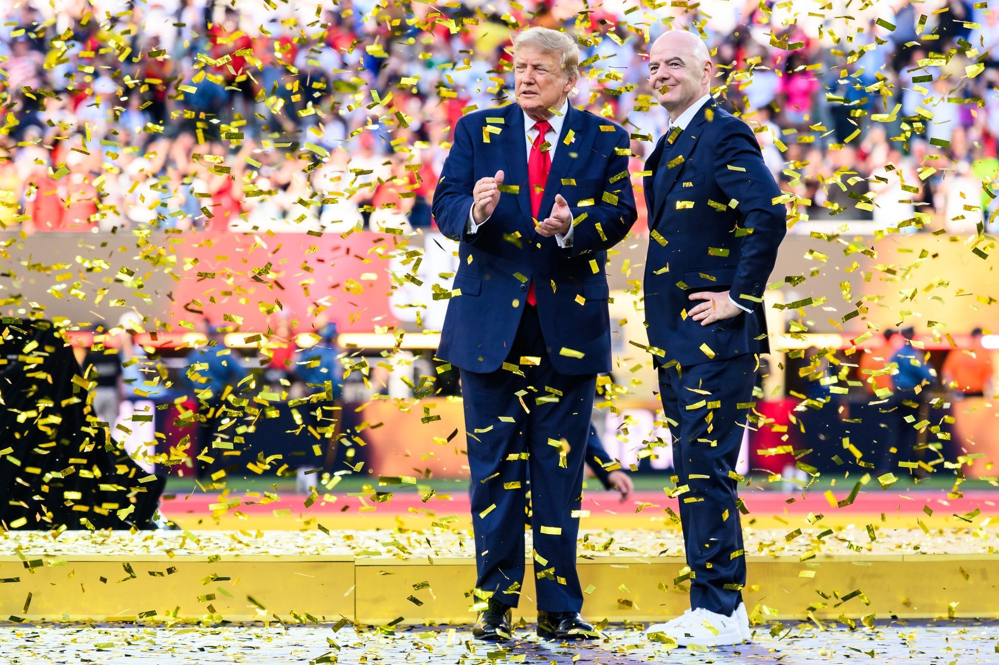 Donald Trump und Gianni Infantino bei der Siegerehrung der WM.