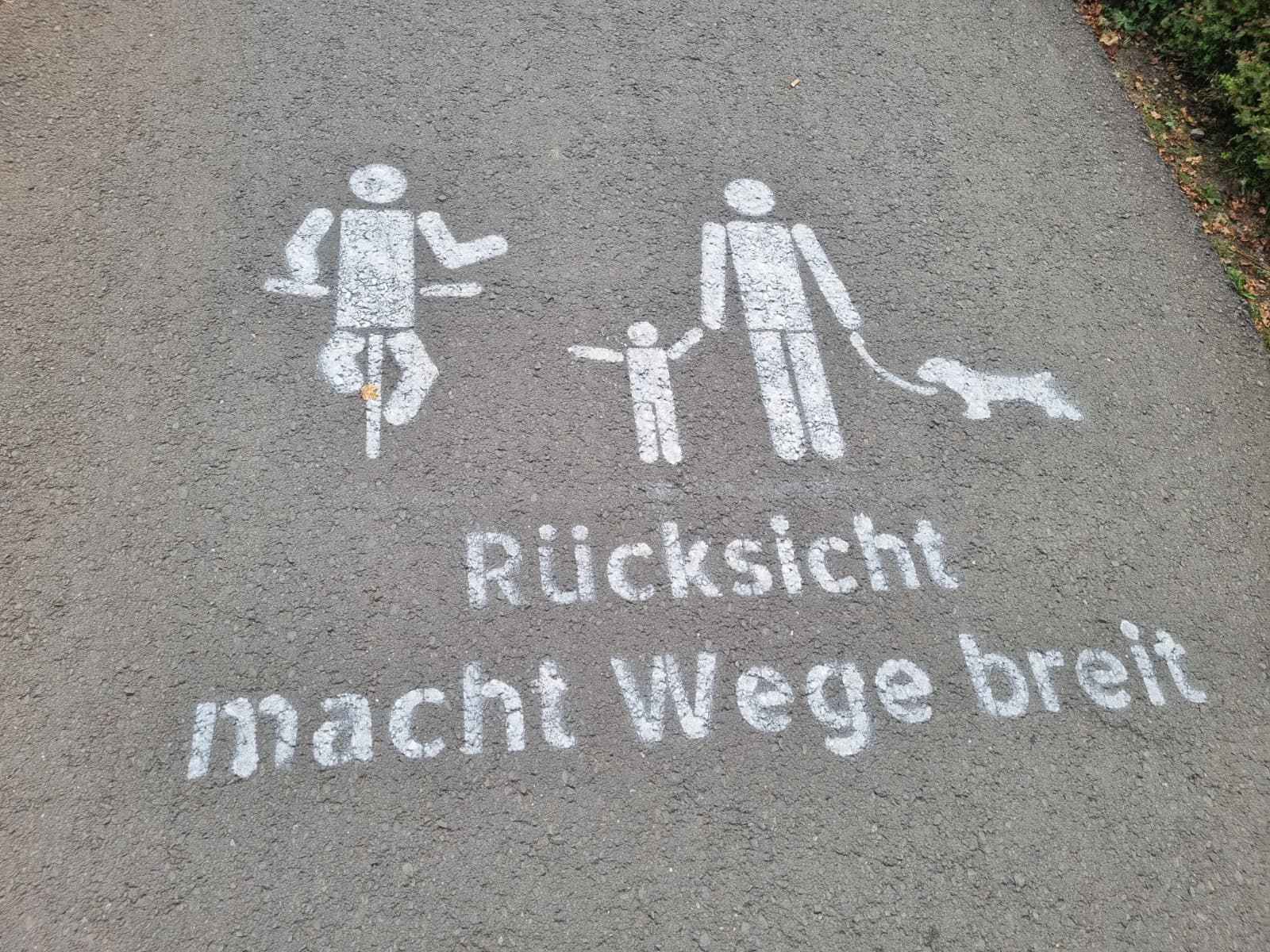 Auch Straßenbemalungen entlang der Balkantrasse machen auf die Thematik aufmerksam