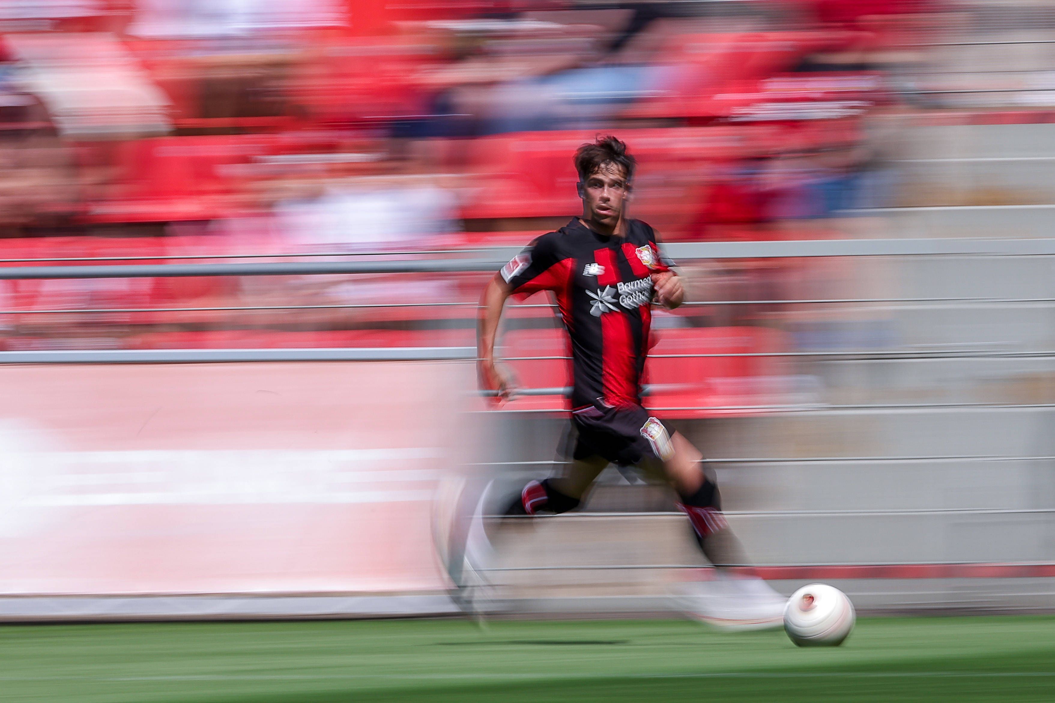 29.07.2026, Fußball, Bayer 04 Leverkusen - KRC Genk, Testspiel, Saison 2026 2027 im Ulrich-Haberland-Stadion: Afonso Moreira Bayer04 Leverkusen 09 dynamisch Laufend DFB regulations prohibit any use of photographs as image sequences and or quasi-video. Nordrhein-Westfalen Deutschland *** July 29, 2026, Soccer, Bayer 04 Leverkusen vs. KRC Genk, Friendly Match, 20262027 Season at Ulrich Haberland Stadium Afonso Moreira Bayer 04 Leverkusen 09 Dynamic In Progress DFB regulations prohibit any use of photographs as image sequences and/or quasi-video North Rhine-Westphalia, Germany