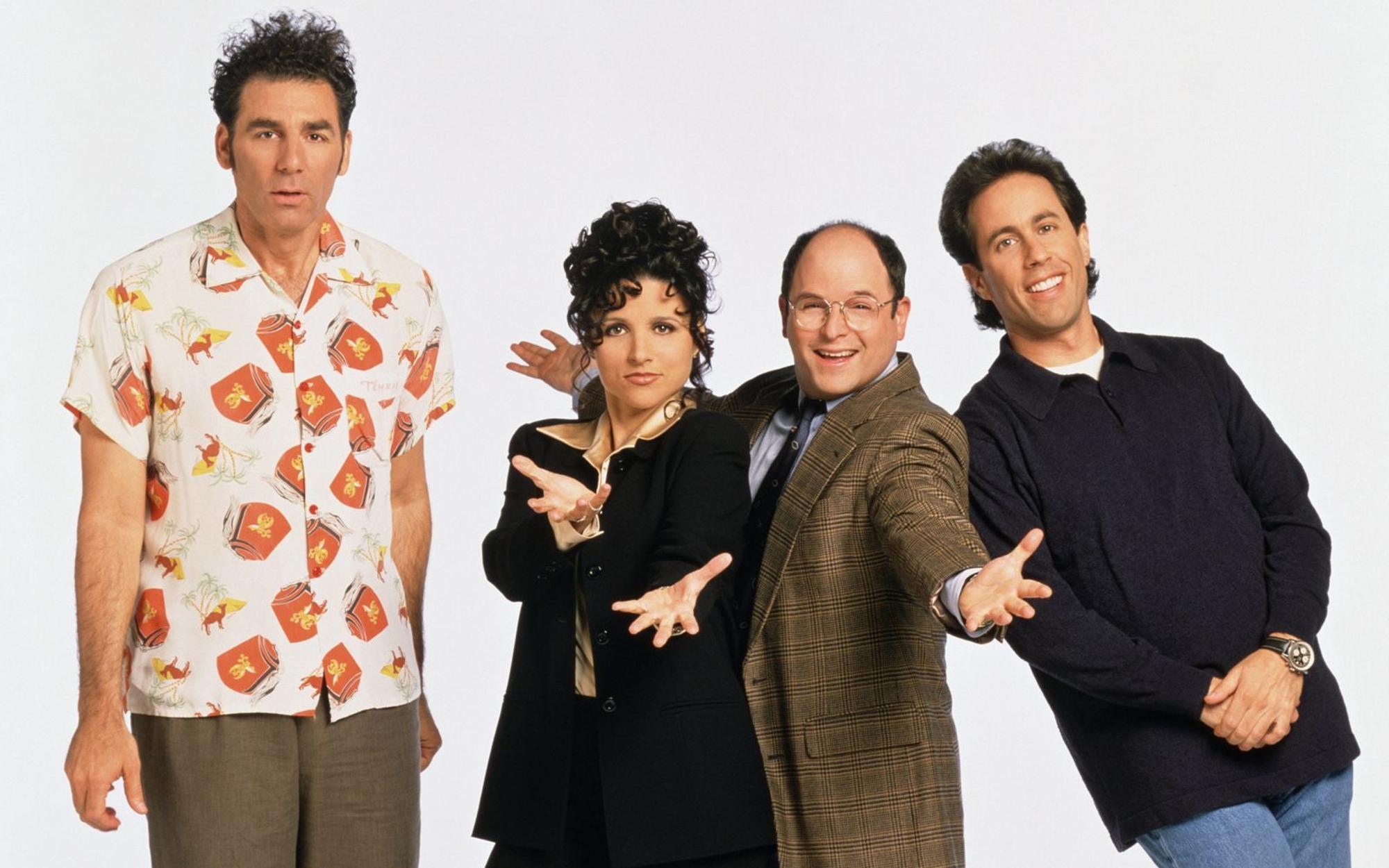 Sie schrieben in den 90er-Jahren TV-Geschichte: In der preisgekrönten Sitcom „Seinfeld“ lachten jede Woche Millionen von US-Zuschauern über die vier New Yorker Freunde (von links) Cosmo Kramer (Michael Richards), Elaine Benes (Julia Louis-Dreyfus), George Costanza (Jason Alexander) und Namensgeber Jerry Seinfeld. (Bild: Sony Pictures)