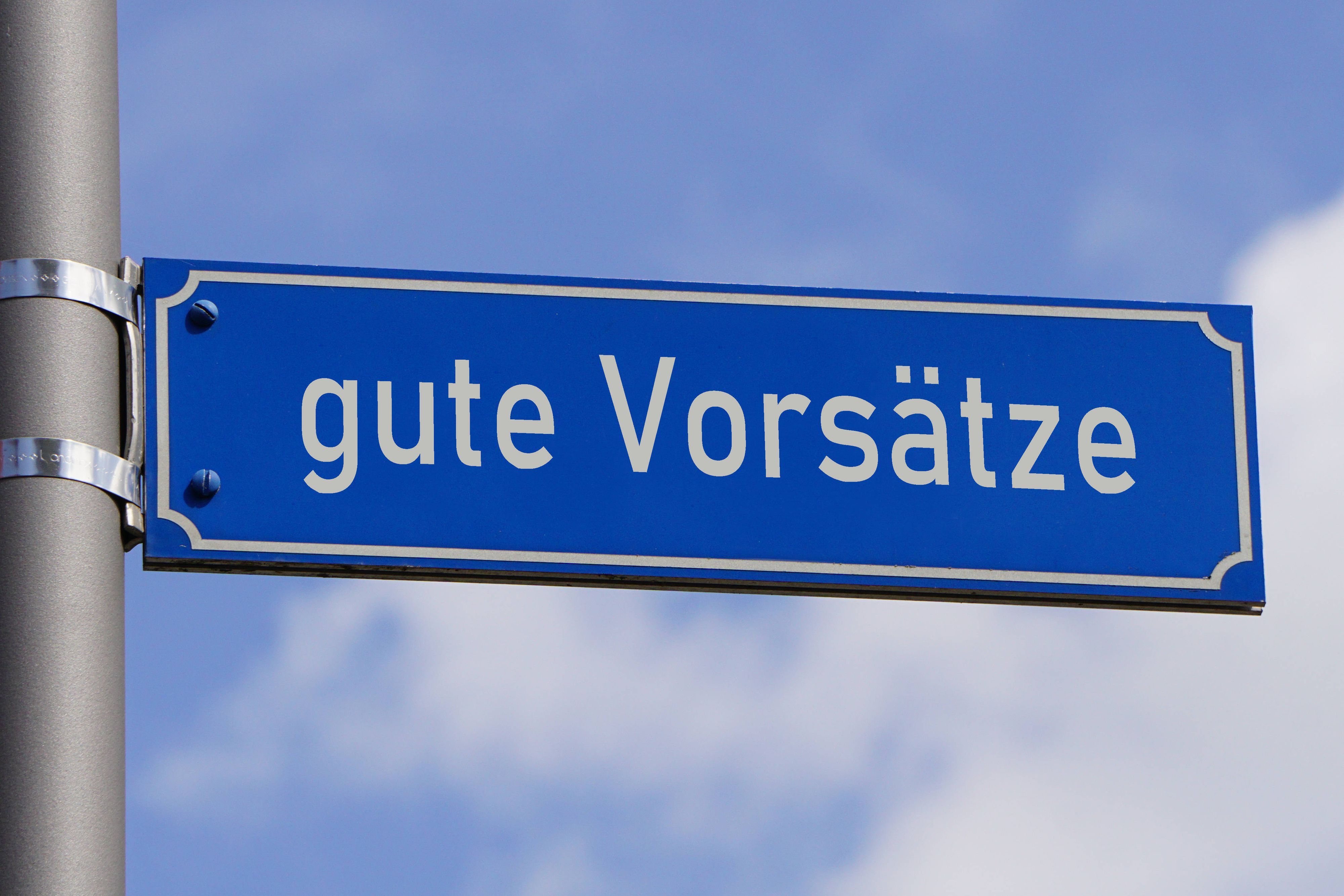 Symbolbild: Auf einem Straßenschild steht „gute Vorsätze“