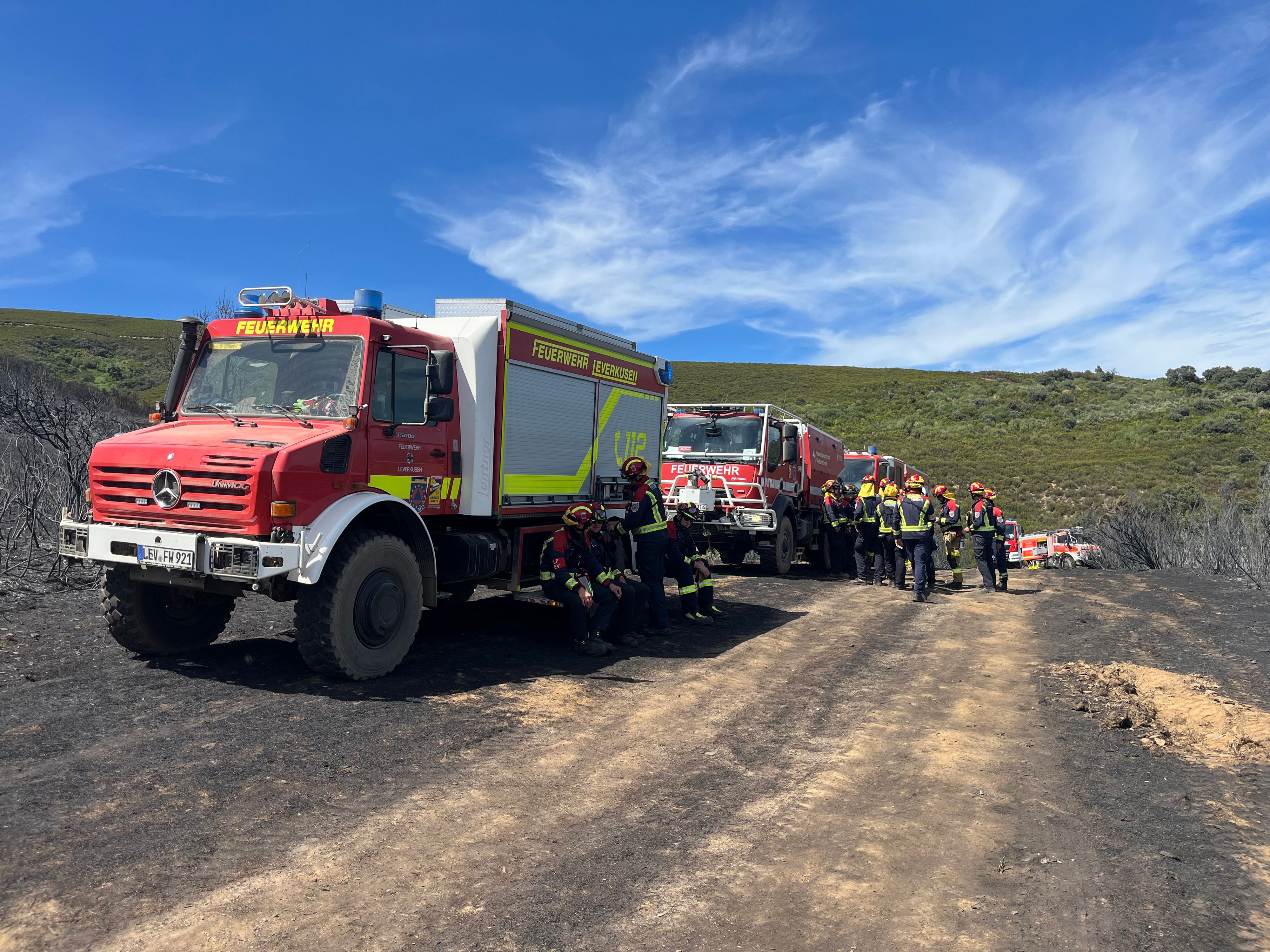 Die Leverkusener Feuerwehrleute waren Teil des deutschen Waldbrandhilfe-Moduls und unterstützten die Nachlöscharbeiten in der spanischen Region Kastilien und León.