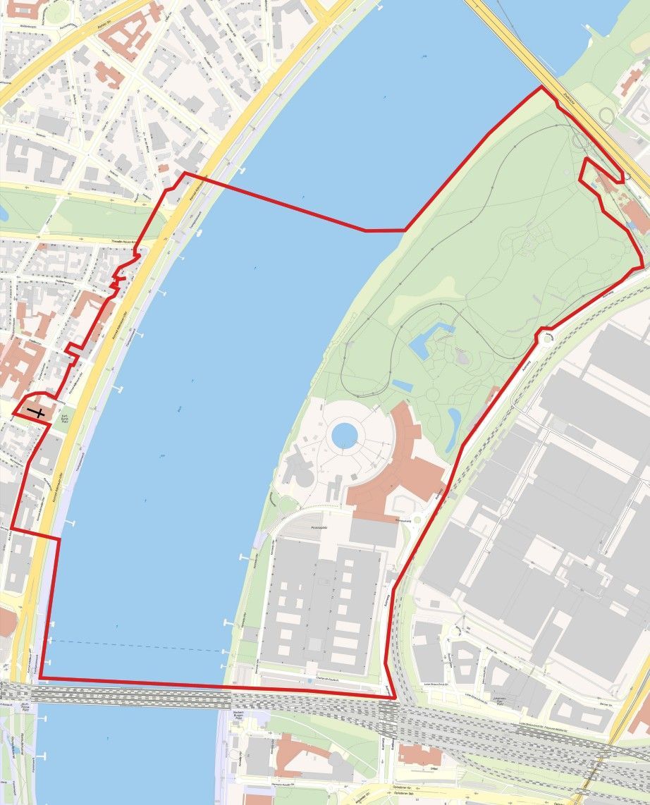 06.082026: Evakuierungsradius für die Entschärfung des Blindgängers im Rhein in Köln-Deutz.