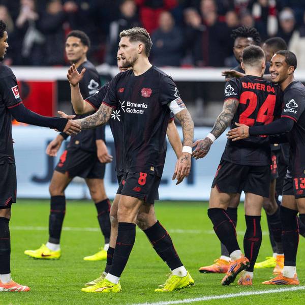 LEVERKUSEN, GERMANY - DECEMBER 13: Celebration of Robert Andrich Bayer 04 Leverkusen, 8 after his goal, with Malik Tillman Bayer 04 Leverkusen, 10 during the Bundesliga match between Bayer Leverkusen vs. 1. FC Koeln on matchday 14 at BayArena on December 13, 2025 in Leverkusen, Germany. DFL regulations prohibit any use of photographs as image sequences and/or quasi-video***No image usage outside of Finland*** NRW Germany Copyright: xBEAUTIFULxSPORTS/Meuselx