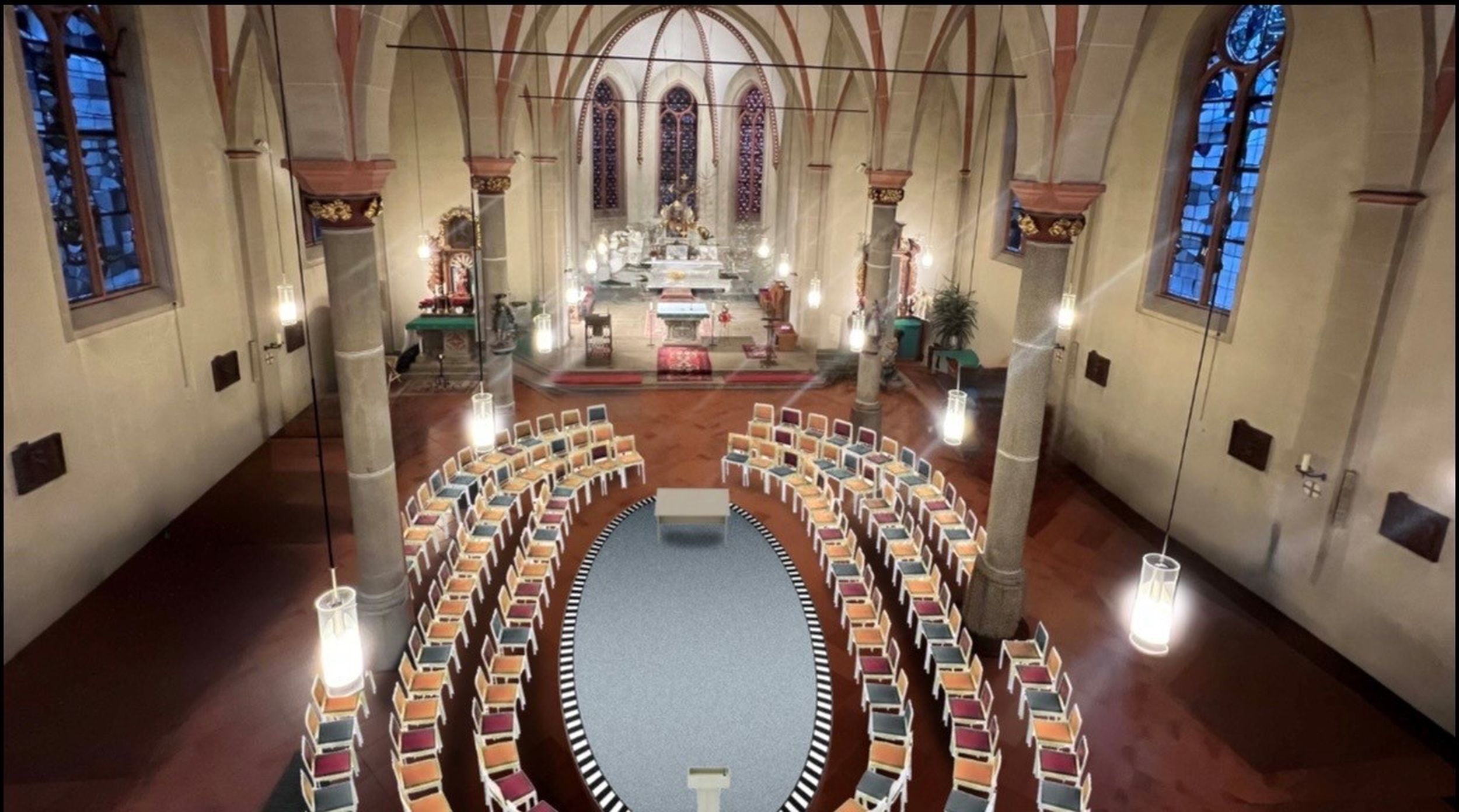Die Visualisierung zeigt die mögliche Ausgestaltung der Stotzheimer Kirche. Es fehlen aber die Lernbereiche.