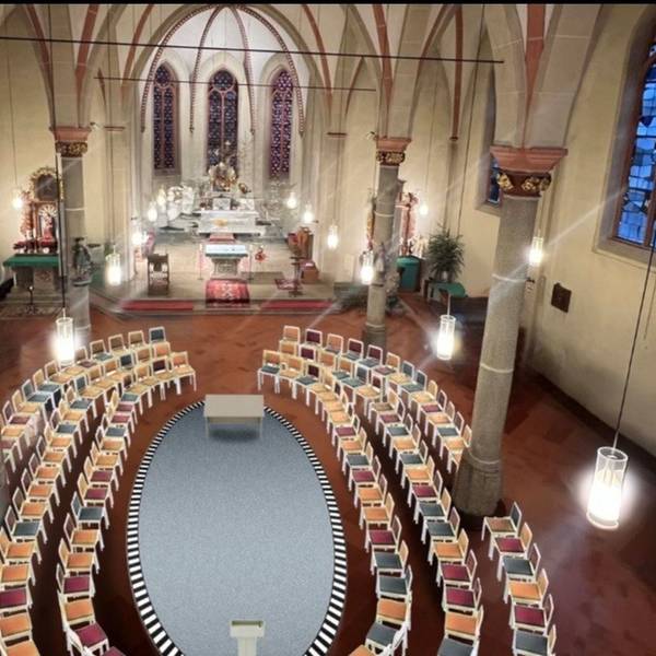 Die Visualisierung zeigt die mögliche Ausgestaltung der Stotzheimer Kirche. Es fehlen aber die Lernbereiche.