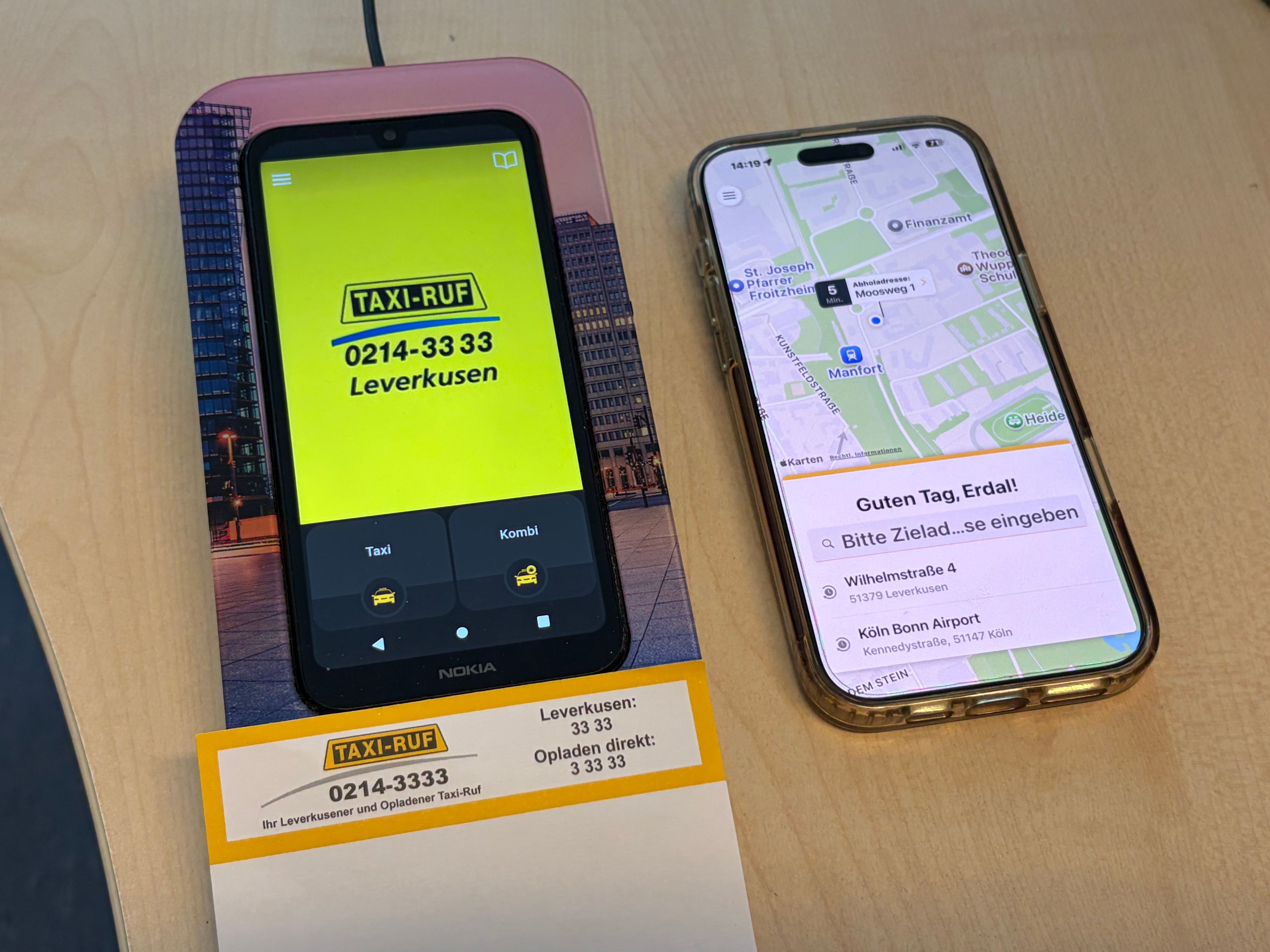 Großkunden-Terminal und Taxi-App