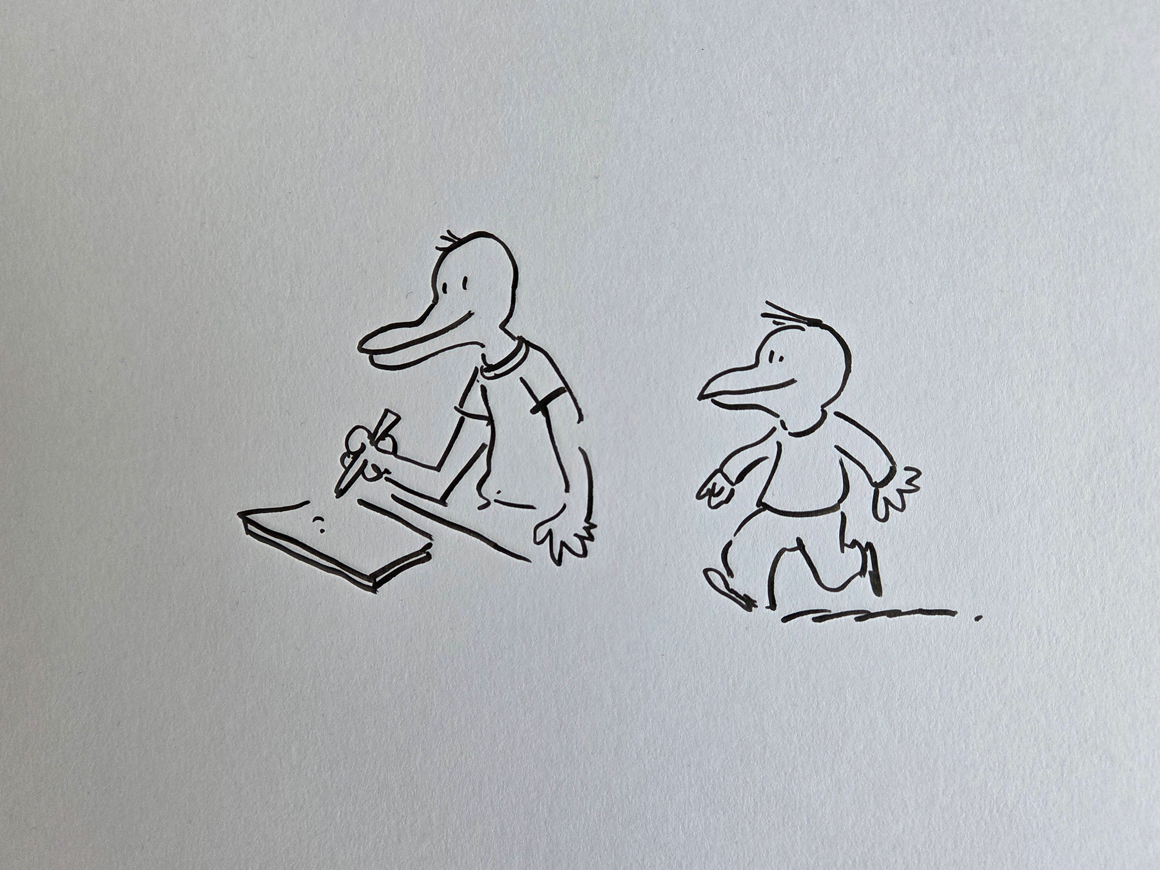 Konterfeis seiner selbst: So sieht sich Leo Leowald als Comic-Figur, einmal als Erwachsener im Kölner Atelier und einmal als Junge, der vielleicht gerade durch Gummersbach-Niederseßmar streift.