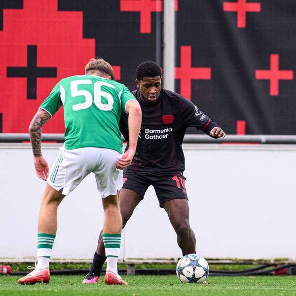 LEVERKUSEN, GERMANY - 10 DECEMBER, 2025: Jeremiah Mensah - The football match of UEFA Youth League Bayer 04 Leverkusen vs Newcastle United at BayArena. PUBLICATIONxNOTxINxRUS Copyright: xVITALIIxKLIUIEVx