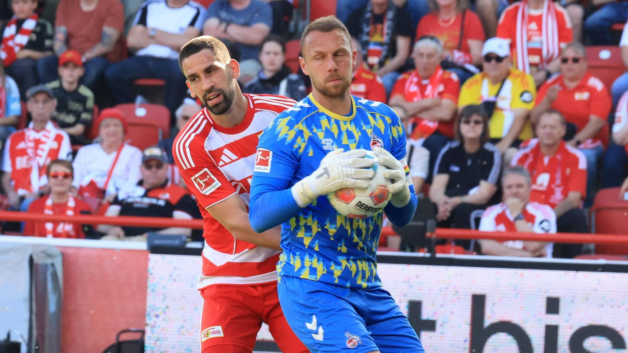 DEU, DFL, 1. FBL, 1.FC Union vs. 1.FC Koeln, / 02.05.2026, Stadion Alte Foersterei, Berlin, DEU, DFL, 1. FBL, 1.FC Union vs. 1.FC Koeln, im Bild: Rani Khedira 1.FC Union Berlin 8, Marvin Schwaebe 1.FC Koeln 1 DFL - regulations prohibit any use of Photographs as image sequences and/or quasi-video *** DEU, DFL, 1 FBL, 1 FC Union vs 1 FC Koeln, 02 05 2026, Stadion Alte Foersterei, Berlin, DEU, DFL, 1 FBL, 1 FC Union vs 1 FC Koeln, im Bild Rani Khedira 1 FC Union Berlin 8 , Marvin Schwaebe 1 FC Koeln 1 DFL regulations prohibit any use of Photographs as image sequences and or quasi video nordphotoxGmbHx/xEngler nph00076