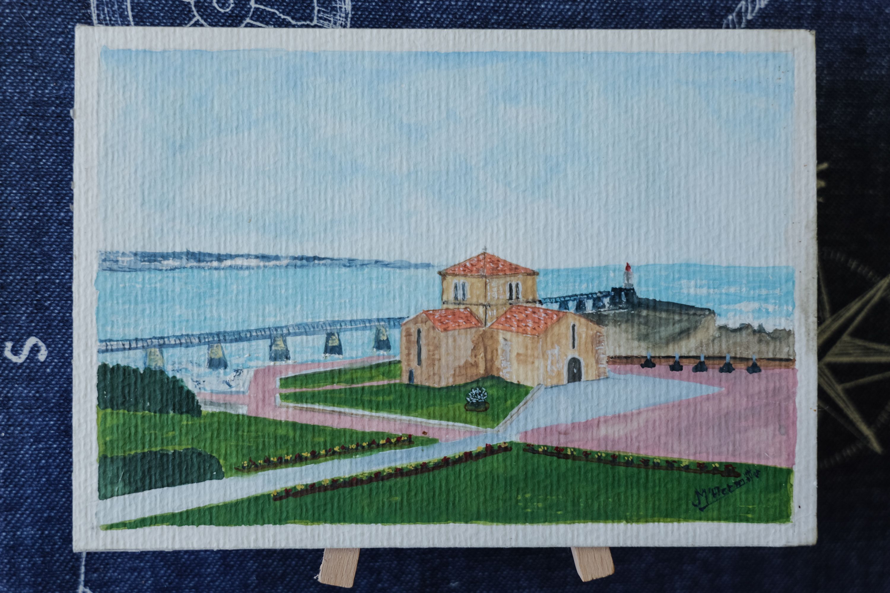 Das zweite Aquarell, das Georg Seifert aus Engelskirchen-Schnellenbach hütte, zeigt das Prieuré Saint-Nicolas in La Chaume.