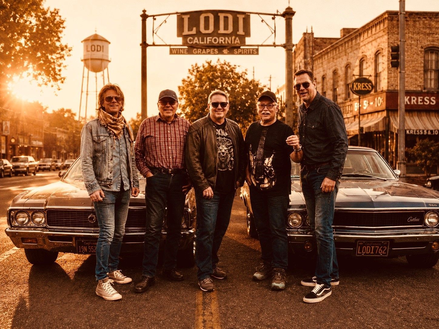 Von Loope nach Lodi (mit Hilfe von KI): John Fogerty hat der kalifornischen Stadt ein Lied gewidmet. Hugo Stiefelhagen (Zweiter von links) und seine Band Scions spielen bei der Engelskirchener „Parkzeit“ diesmal ausschließlich Stücke des großen Songwriters.