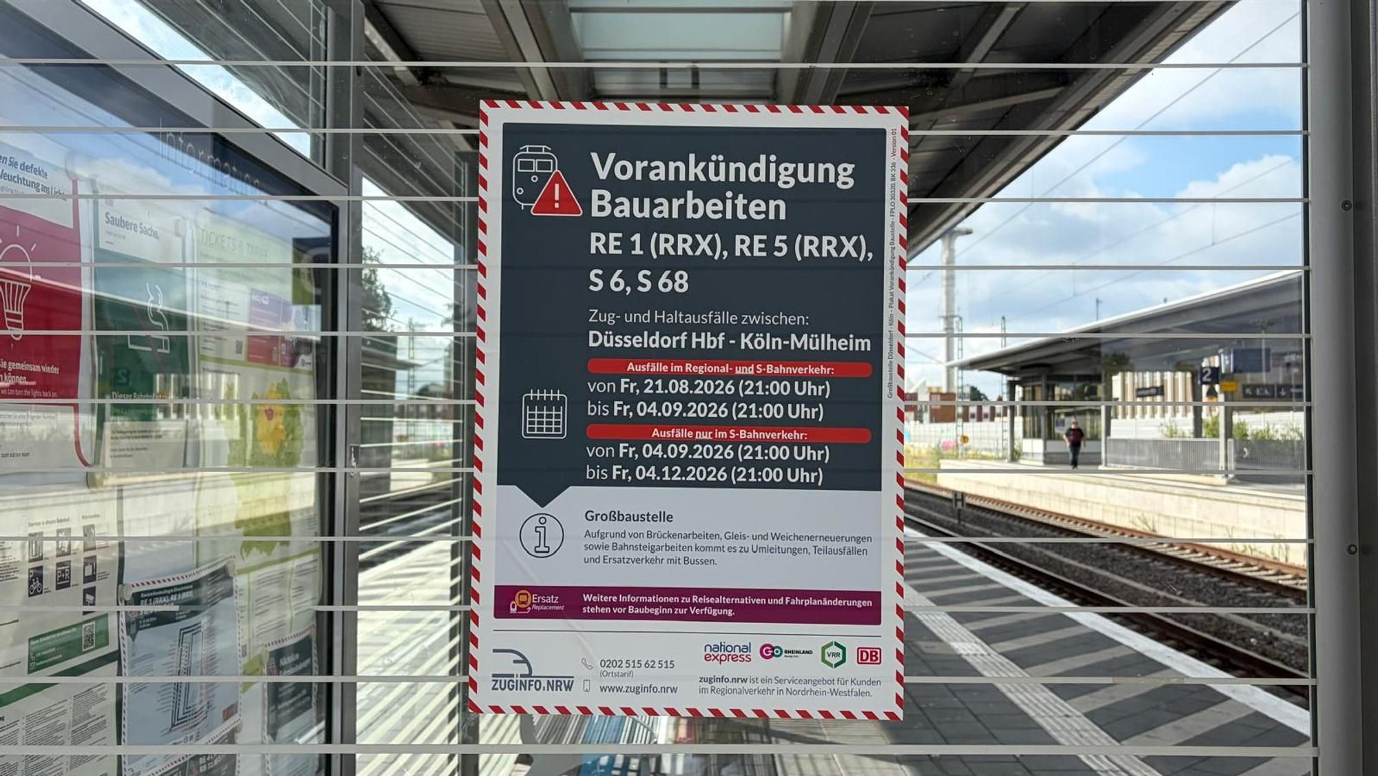 Ab Freitag wird die Fahrt zwischen Köln und Düsseldorf für viele Pendler zur Geduldsprobe.