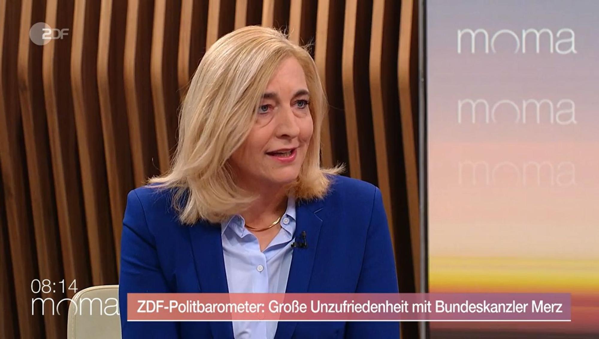 Kanzleramtschefin Nina Warken hat sich im ZDF-Moma zu den schlechten Umfragewerten der Regierung geäußert. (Bild: ZDF)