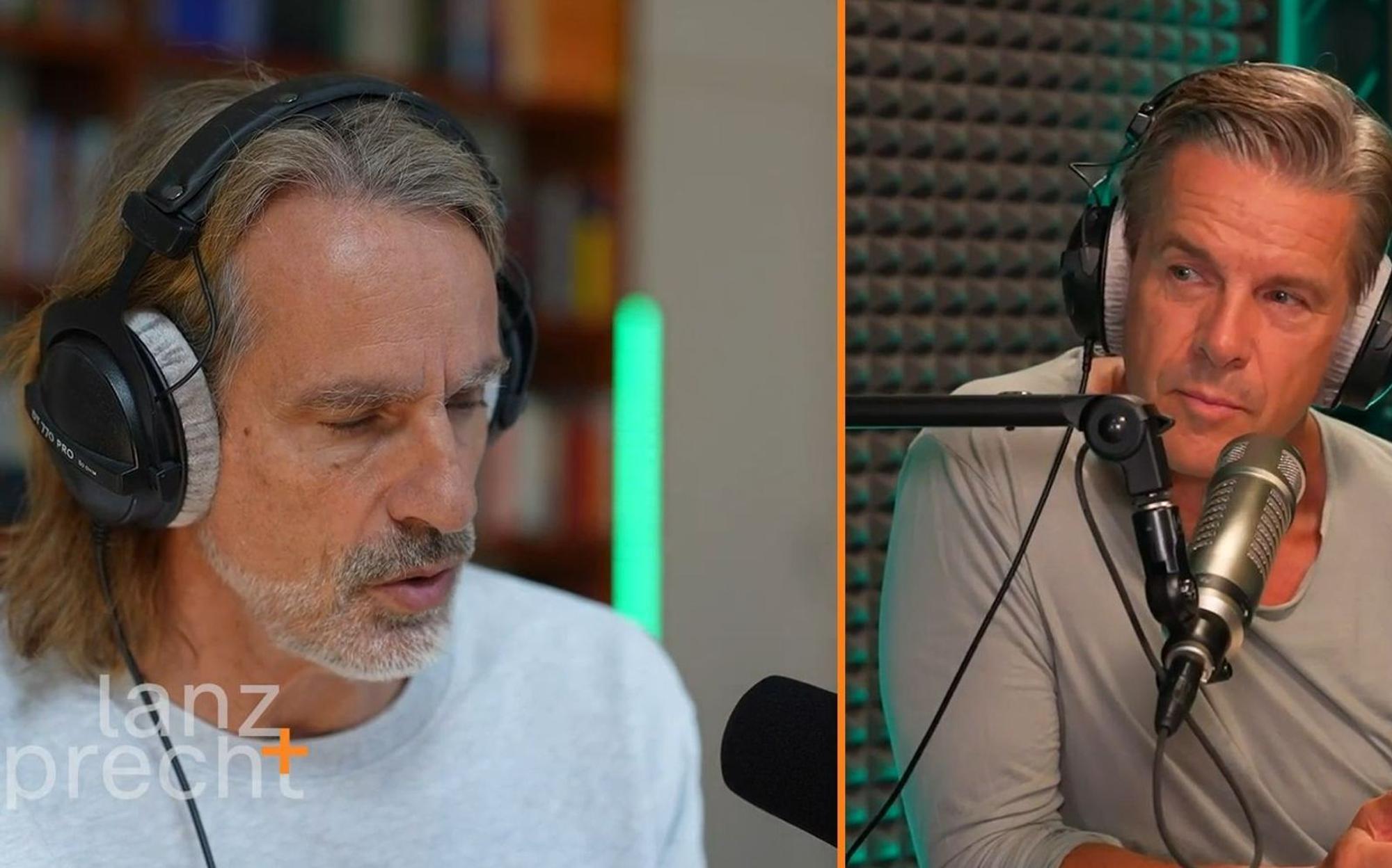Richard David Precht (links) und Markus Lanz haben über das Programm der AfD gesprochen. (Bild: ZDF)