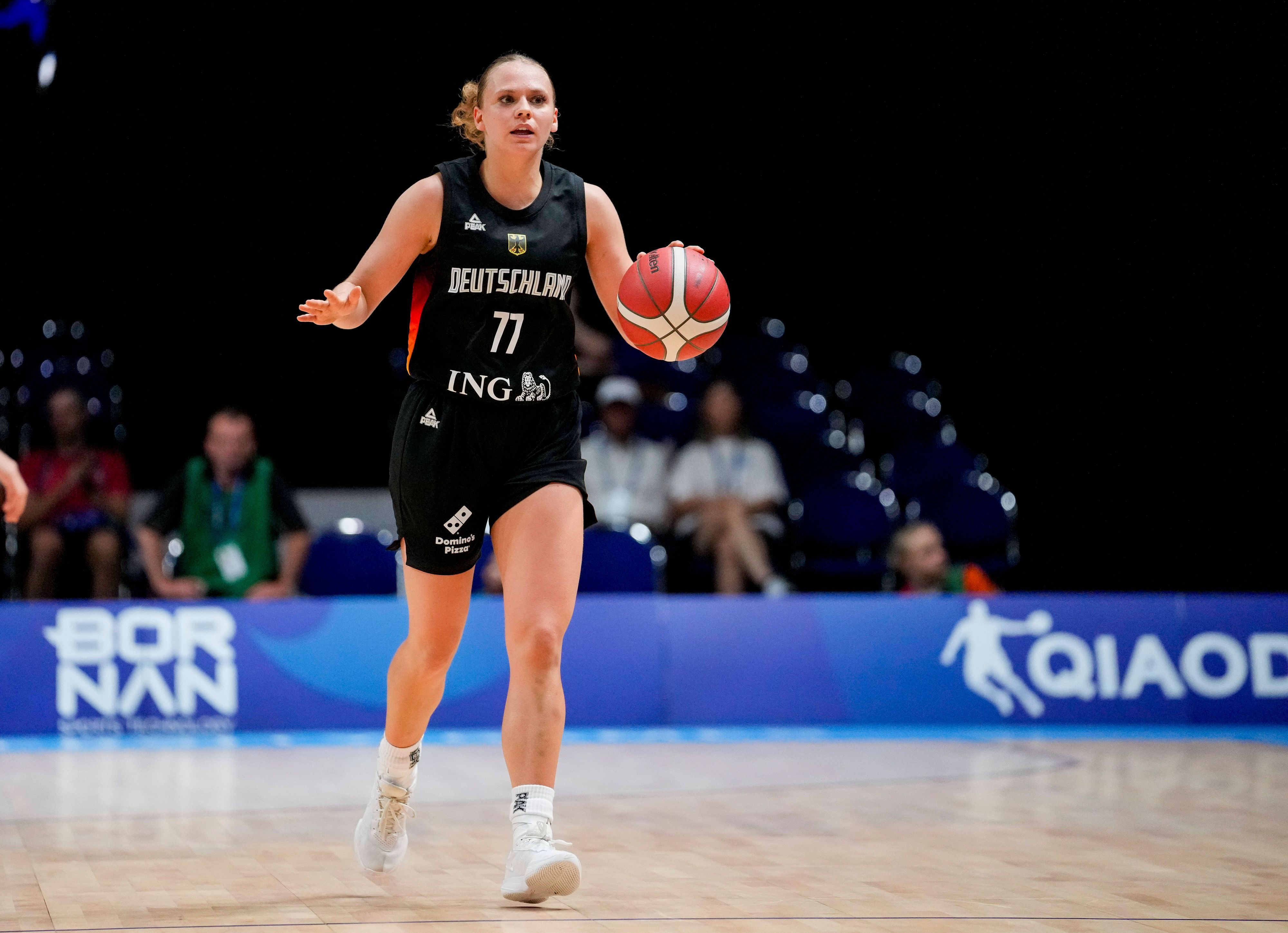 Franka Wittenberg Germany controls the ball during the women s basketball match in the group phase between Chinese Taipei and Germany on Day 5 of the FISU World University Games Rhine-Ruhr at Grugahalle on July 20, 2025 in Essen, Germany. Photo by Alex Gottschalk/DeFodi Images *** Franka Wittenberg Germany controls the ball during the women s basketball match in the group phase between Chinese Taipei and Germany on Day 5 of the FISU World University Games Rhine Ruhr at Grugahalle on July 20, 2025 in Essen, Germany Photo by Alex Gottschalk DeFodi Images