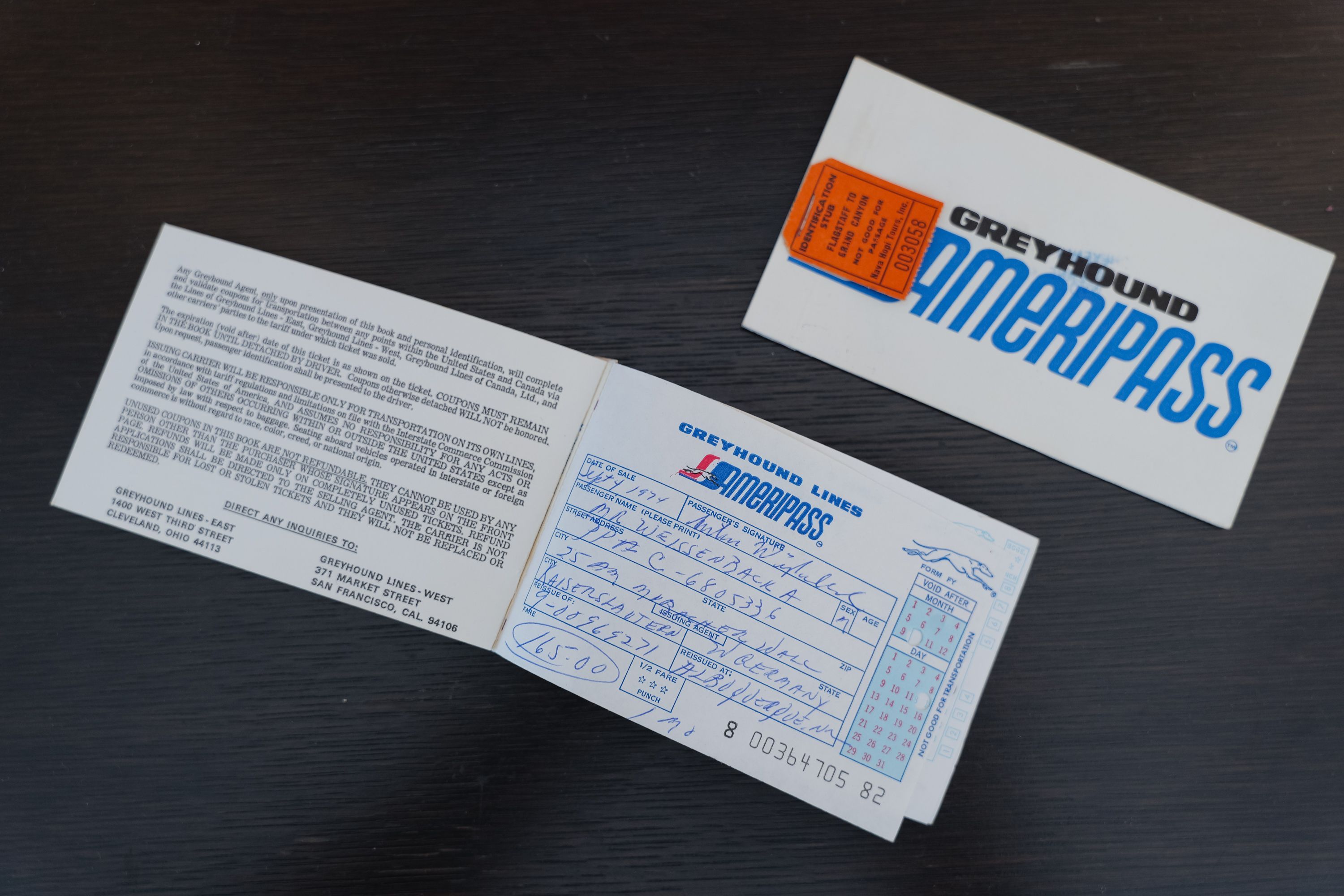 Ein „Greyhound Lines Ameripass“ von 1974.