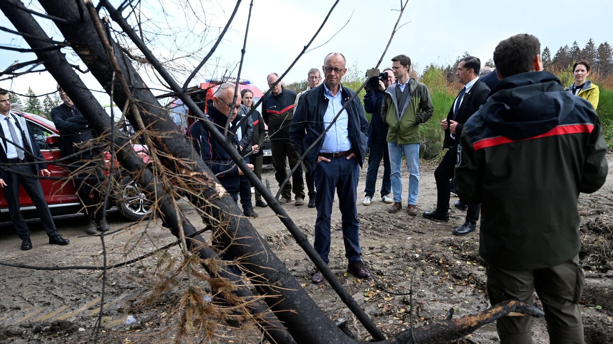 Bundeskanzler Friedrich Merz am 22. August in Hürtgenwald