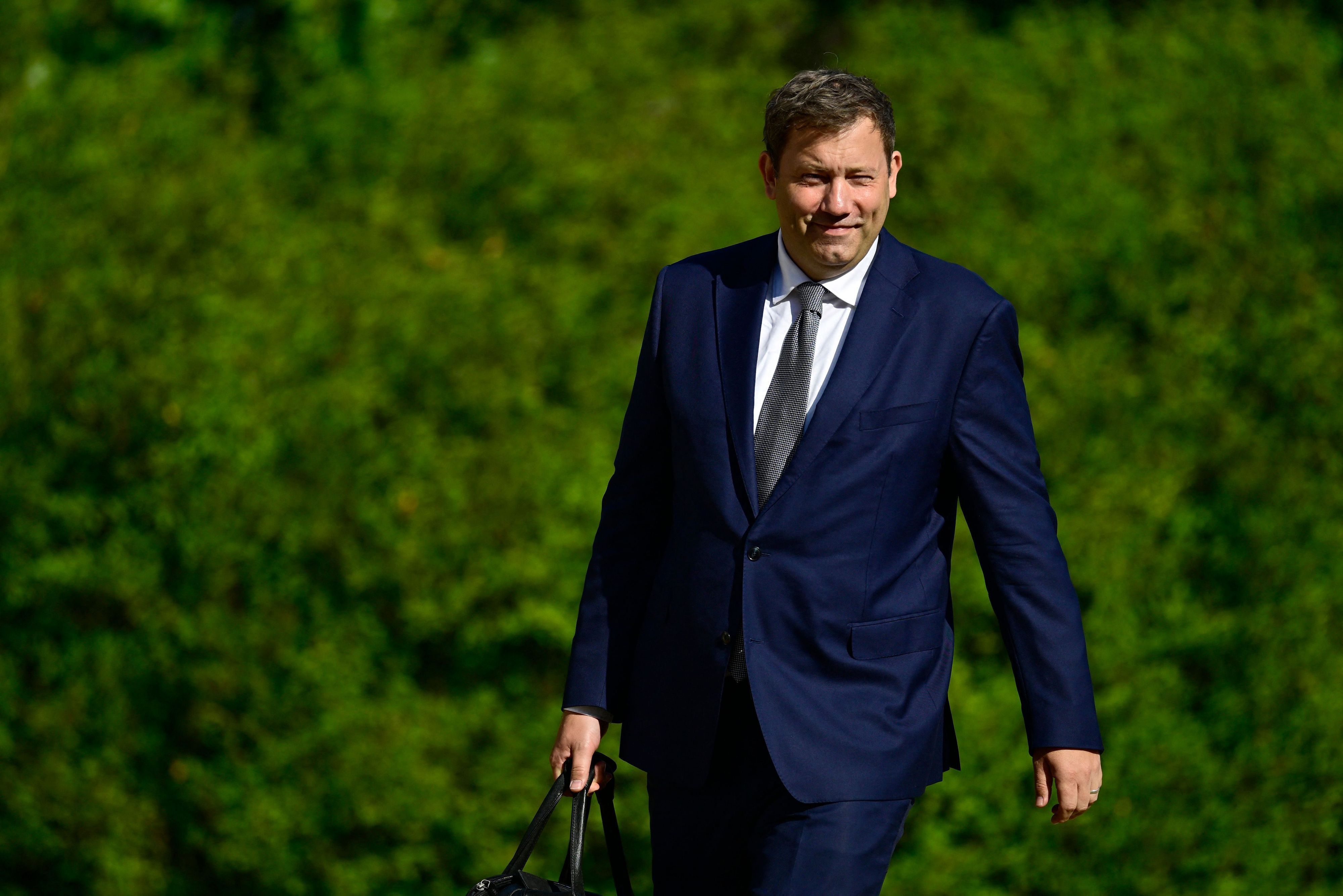 German Finance Minister and Vice Chancellor Lars Klingbeil arrives to attend a retreat meeting of the German cabinet on August 25, 2026 in Neuhardenberg, northeastern Germany. (Photo by John MACDOUGALL / AFP)