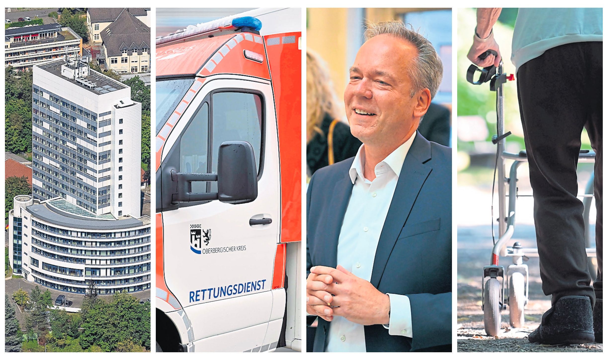 Von links zu sehen sind: Kreishaus, Rettungsdienstgebühren, Pflege: