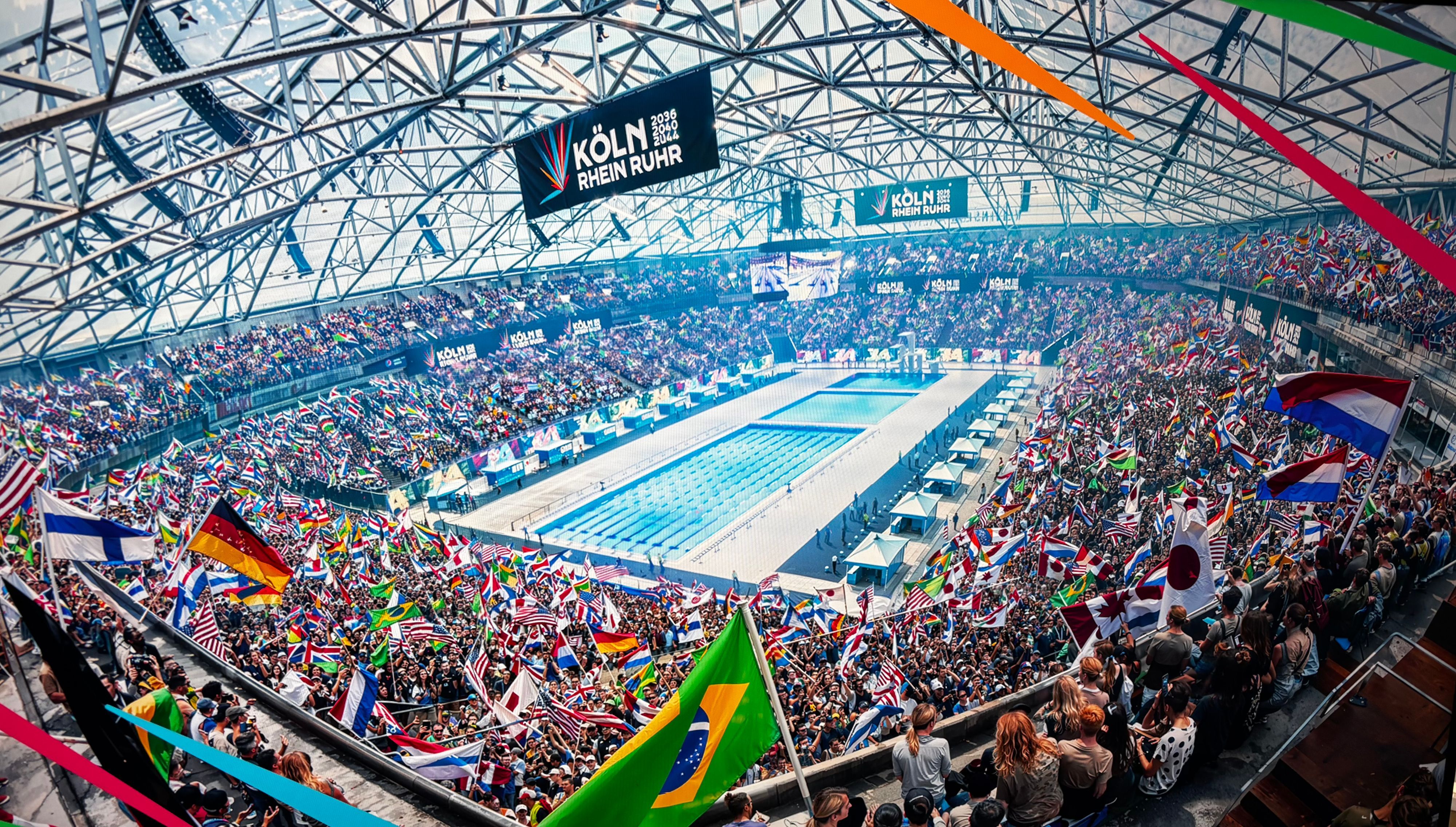 So könnte ein olympisches Schwimmstadion in Gelsenkirchen aussehen.