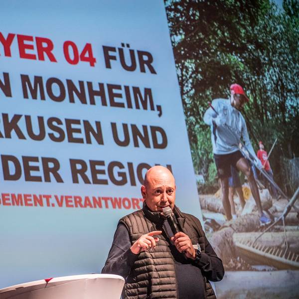 Bürgerversammlung mit BM Daniel Zimmermann 8Monheim) und Bayer 04, Fernando carro, Simon Rolfes und Anne Dannenberg