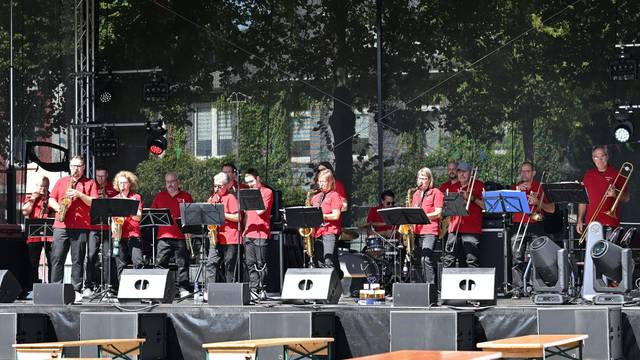 Das Foto zeigt Musiker auf der Bühne desStadtfestes