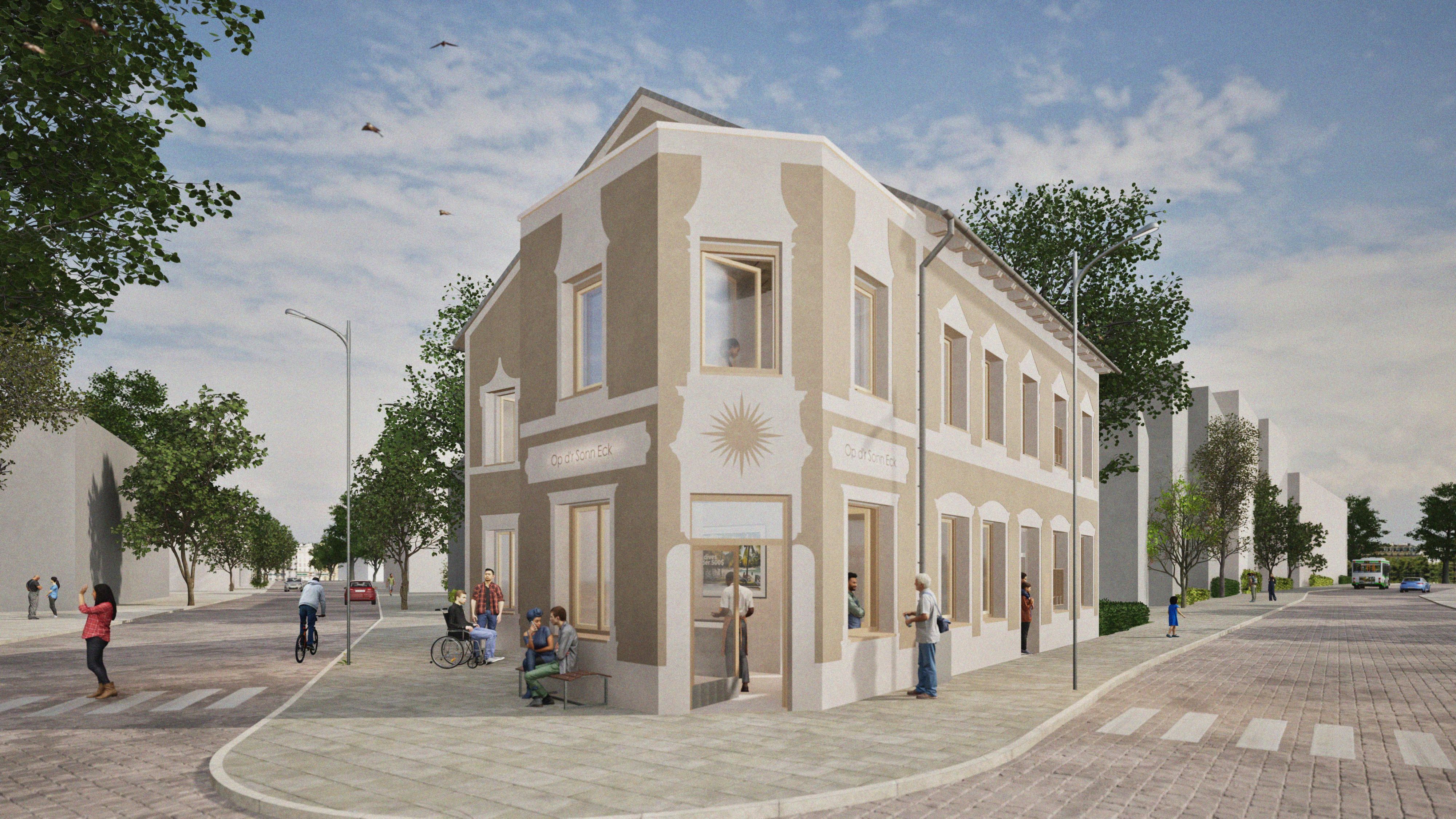 Visualisierung Neubau Porz, Hauptstraße Ecke Poststraße. Ehemaliges Sonnenhaus.