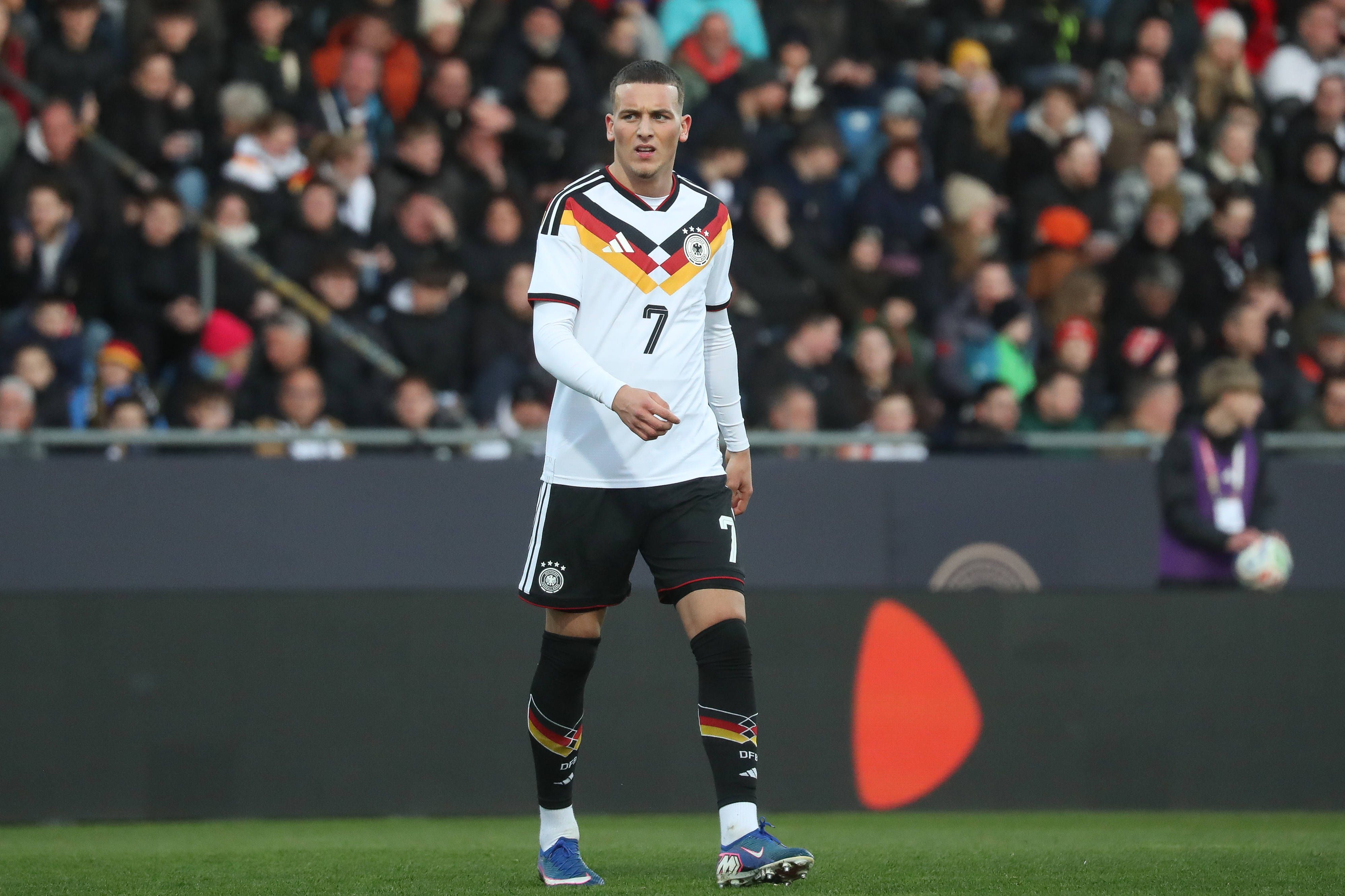 27.03.2026, xgox, Fussball - EM Qualifikation Deutschland U21, U 21 - Nordirland U21 emspor, v.l. Said El Mala Deutschland Freisteller, Einzelbild, Ganzkoerper, single frame DFL/DFB REGULATIONS PROHIBIT ANY USE OF PHOTOGRAPHS as IMAGE SEQUENCES and/or QUASI-VIDEO Braunschweig *** 27 03 2026, xgox, Football European Championship Qualification Germany U21 Northern Ireland U21 emspor, v l Said El Mala Germany clipping, single frame, full body, single frame DFL DFB REGULATIONS PROHIBIT ANY USE OF PHOTOGRAPHS as IMAGE SEQUENCES and or QUASI VIDEO Braunschweig