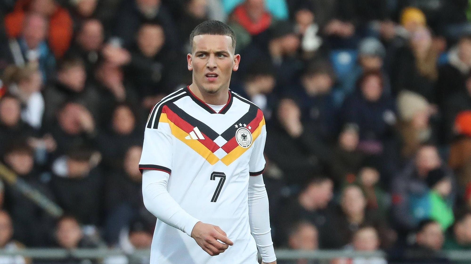 27.03.2026, xgox, Fussball - EM Qualifikation Deutschland U21, U 21 - Nordirland U21 emspor, v.l. Said El Mala Deutschland Freisteller, Einzelbild, Ganzkoerper, single frame DFL/DFB REGULATIONS PROHIBIT ANY USE OF PHOTOGRAPHS as IMAGE SEQUENCES and/or QUASI-VIDEO Braunschweig *** 27 03 2026, xgox, Football European Championship Qualification Germany U21 Northern Ireland U21 emspor, v l Said El Mala Germany clipping, single frame, full body, single frame DFL DFB REGULATIONS PROHIBIT ANY USE OF PHOTOGRAPHS as IMAGE SEQUENCES and or QUASI VIDEO Braunschweig