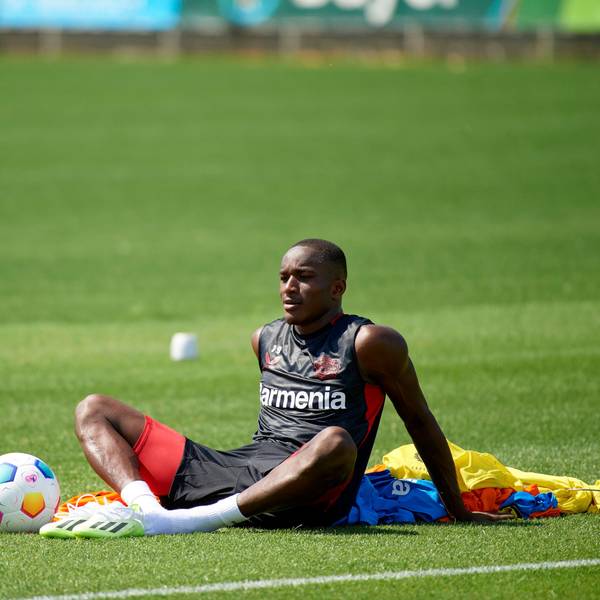 Moussa Diaby auf dem Leverkusener Trainingsplatz