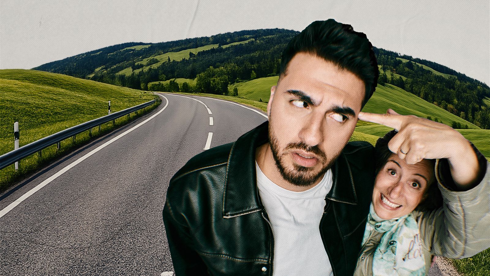 Mit seiner Tante Zeynep macht sich Tahsim Durgun in einer neuen Comedy-Reportage auf einen Reise durch Deutschland.  (Bild: WDR/Philipp Pongratz/Nils Reuter/Hintergrund KI-generiert)