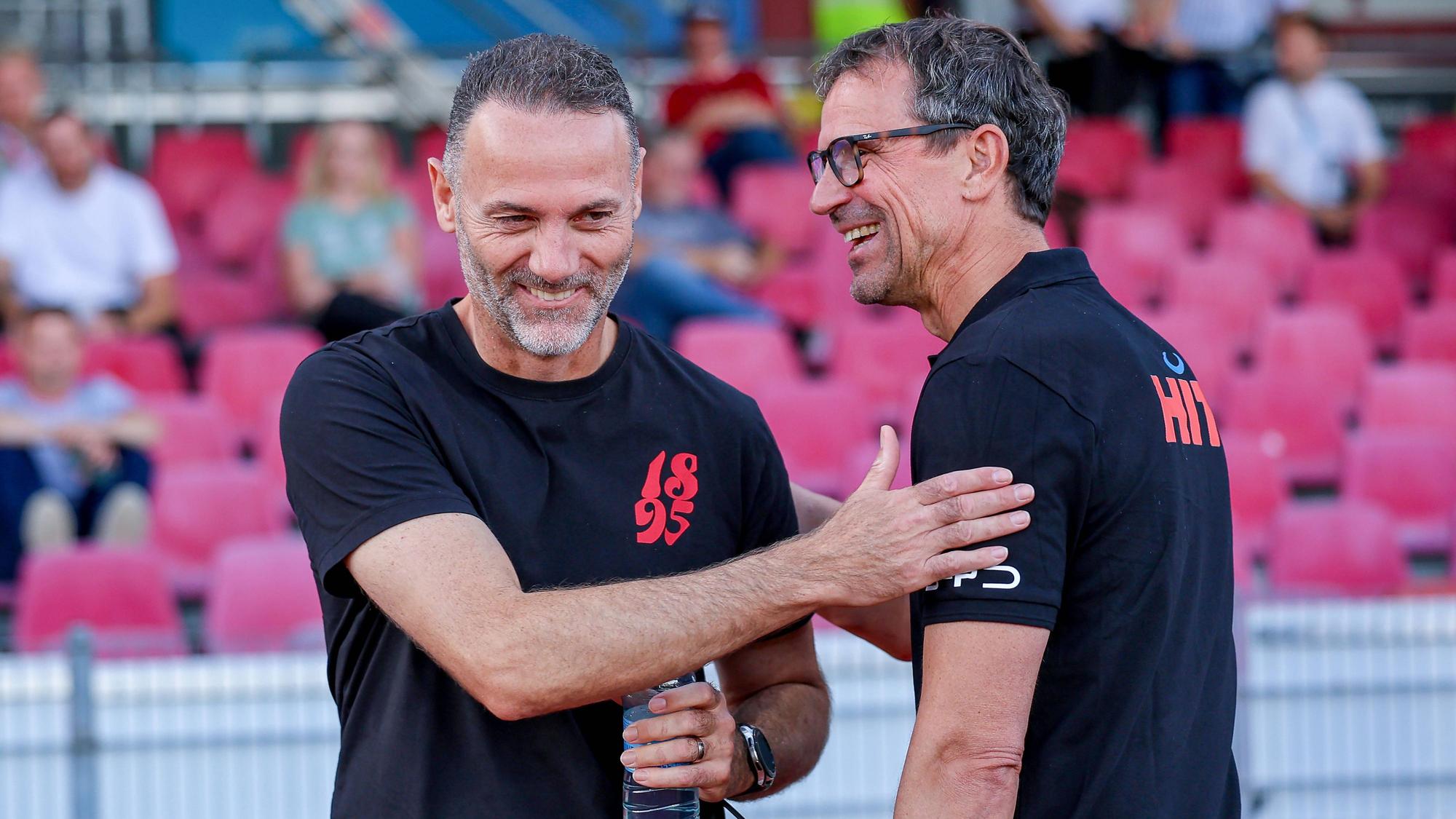 06.09.2026, xsefx, Fußball, SC Fortuna Köln - Fortuna Düsseldorf, 3.Liga, Südstation, 4. Spieltag, Saison 2026 2027: Zwei, die sich gut verstehen: Cheftrainer Matthias Mink Fortuna Koeln hc und Cheftrainer Alexander Ende Fortuna Düsseldorf hc im Gespräch DFB regulations prohibit any use of photographs as image sequences and or quasi-video. Nordrhein-Westfalen Deutschland *** September 6, 2026, xsefx, Soccer, SC Fortuna Cologne vs. Fortuna Düsseldorf, 3. Liga, Südstation, Matchday 4, 20262027 Season: Two Who Get Along WellHead Coach Matthias Mink of SC Fortuna Köln and Head Coach Alexander Ende of Fortuna Düsseldorf in conversation. DFB regulations prohibit any use of photographs as image sequences and/or quasi-video. North Rhine-Westphalia, Germany