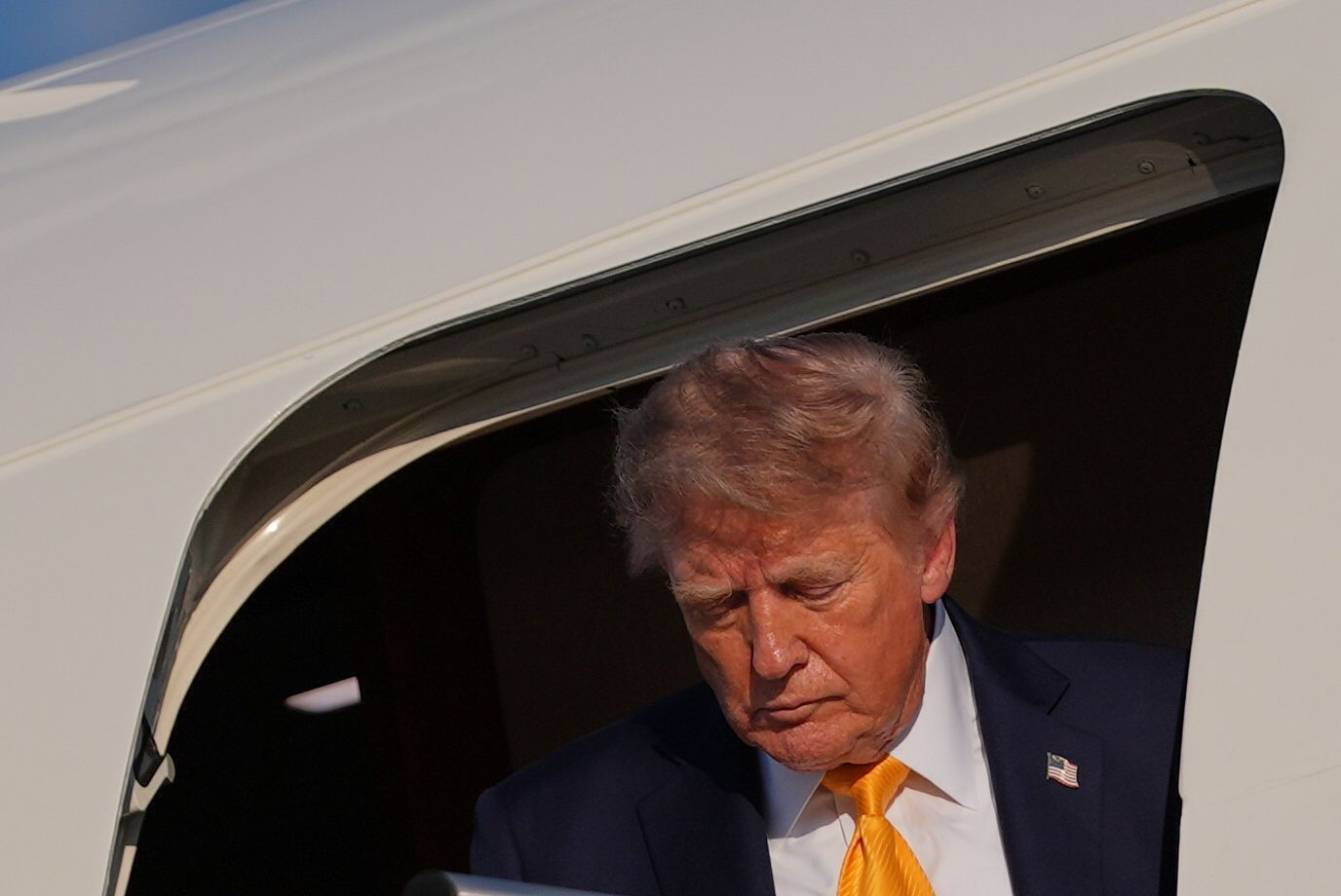 US-Präsident Donald Trump landet mit der Air Force One auf dem Flughafen Morristown