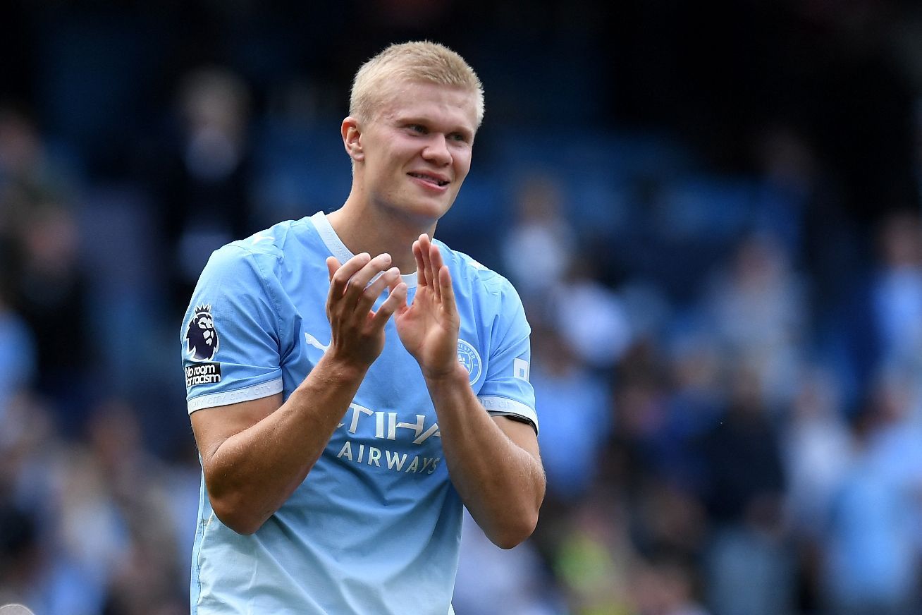 Erling Haaland im Dress von Manchester City.
