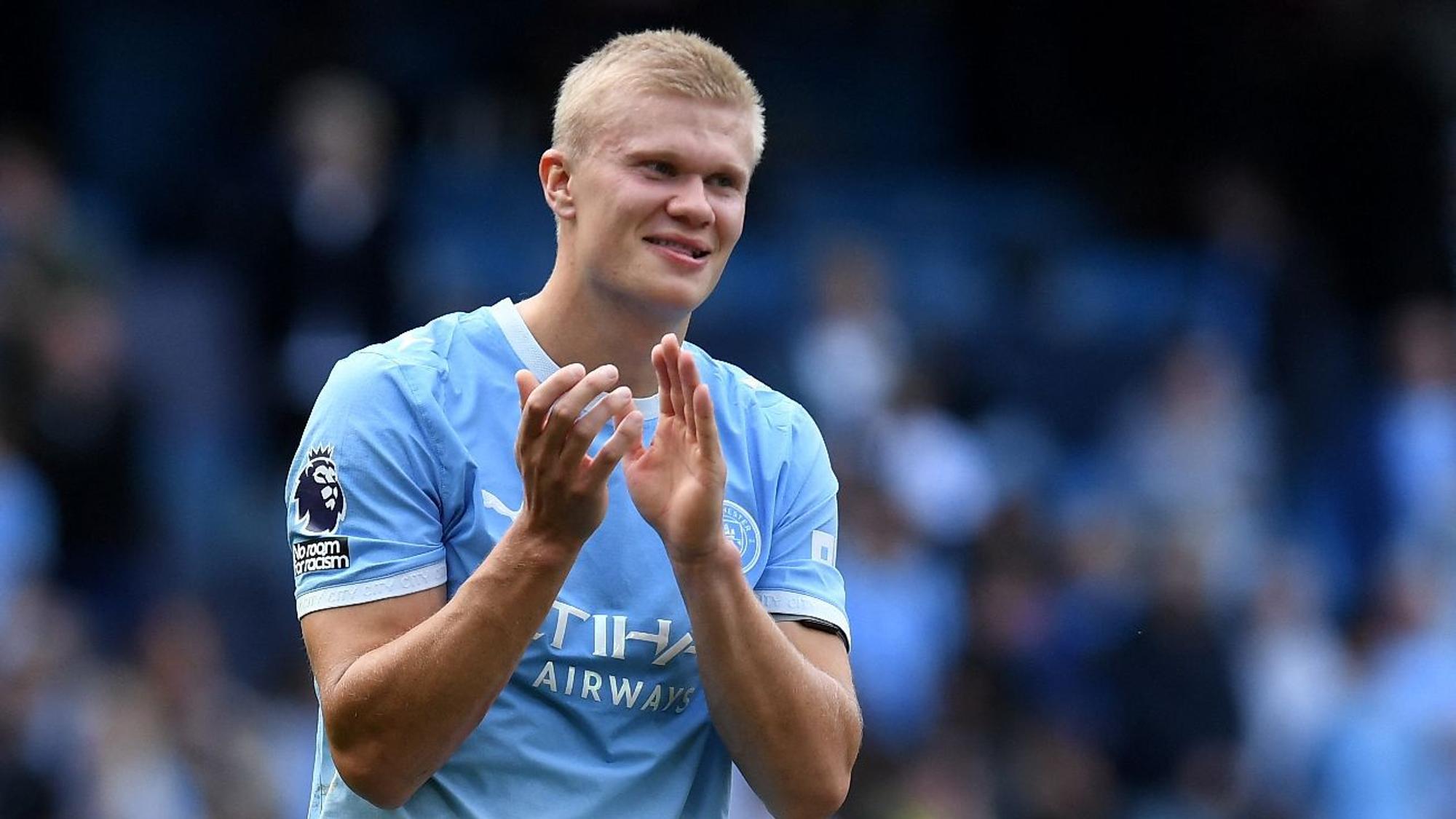 Erling Haaland im Dress von Manchester City.