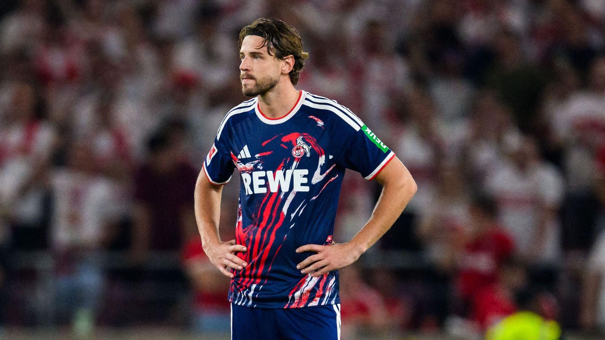 04.09.2026, Baden-Württemberg, Stuttgart: Fußball, Männer: Bundesliga, VfB Stuttgart - 1. FC Köln, 2. Spieltag, MHPArena. Imad Rondić (1. FC Köln) reagiert. Foto: Tom Weller/dpa - WICHTIGER HINWEIS: Gemäß den Vorgaben der Bundesliga bzw. des DFB Deutscher Fußball-Bund ist es untersagt, in dem Stadion und/oder vom Spiel angefertigte Fotoaufnahmen in Form von Sequenzbildern und/oder videoähnlichen Fotostrecken zu verwerten bzw. verwerten zu lassen. +++ dpa-Bildfunk +++