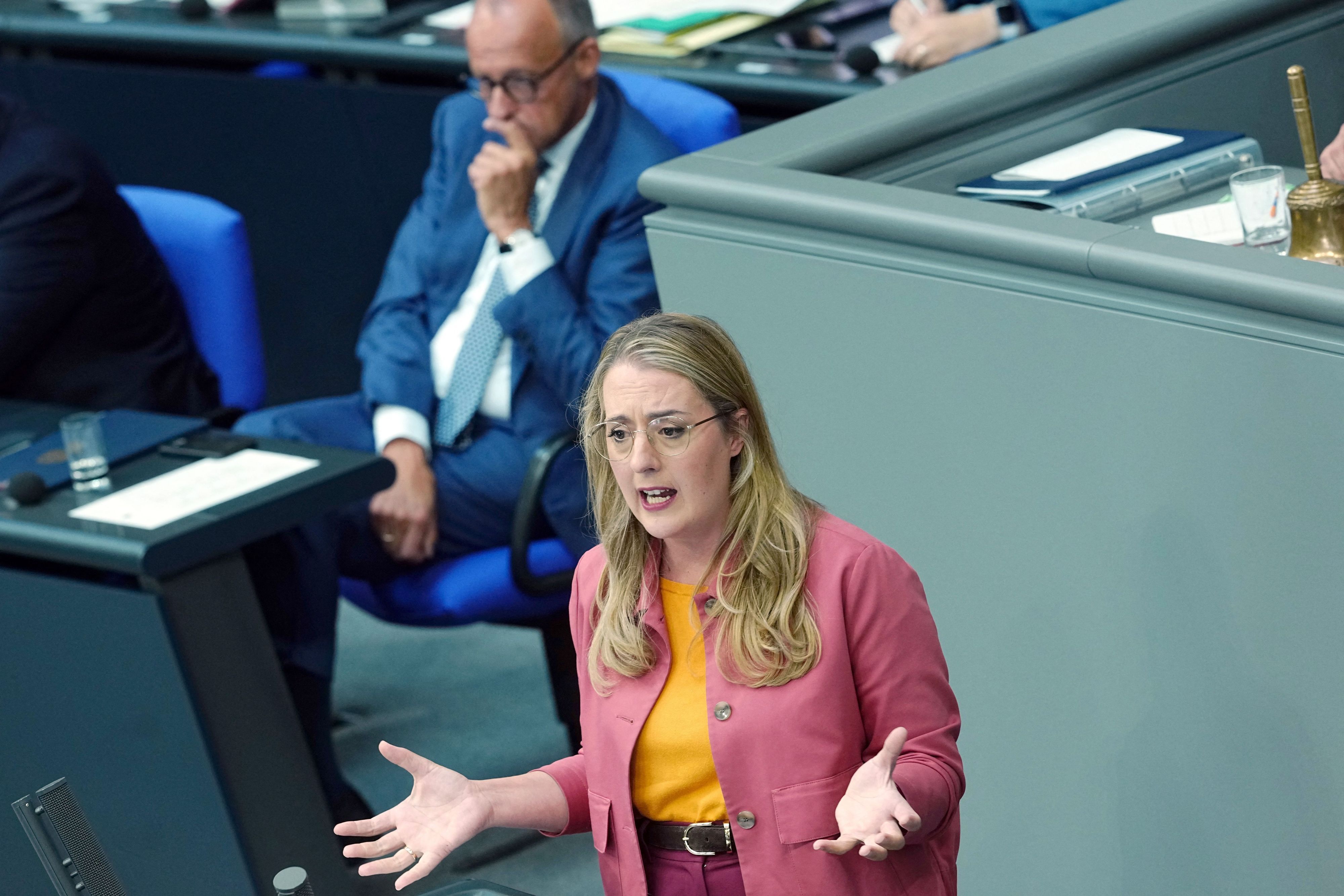 Katharina Dröge, Bundestags-Fraktionsvorsitzende von Bündnis 90/Die Grünen, spricht bei der Generaldebatte.