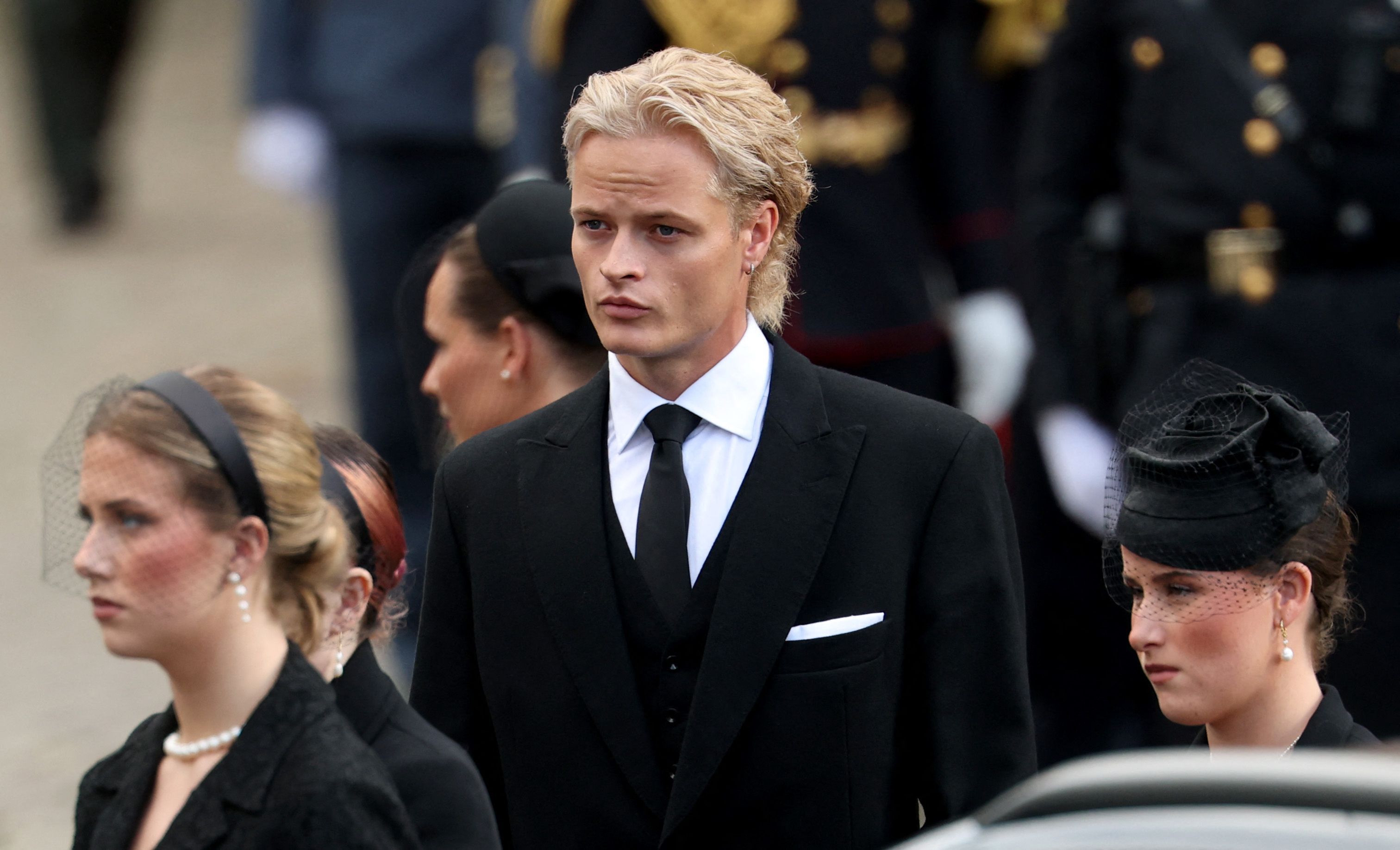 Marius Borg Høiby (M) bei der Trauerfeier für König Harald in Oslo.