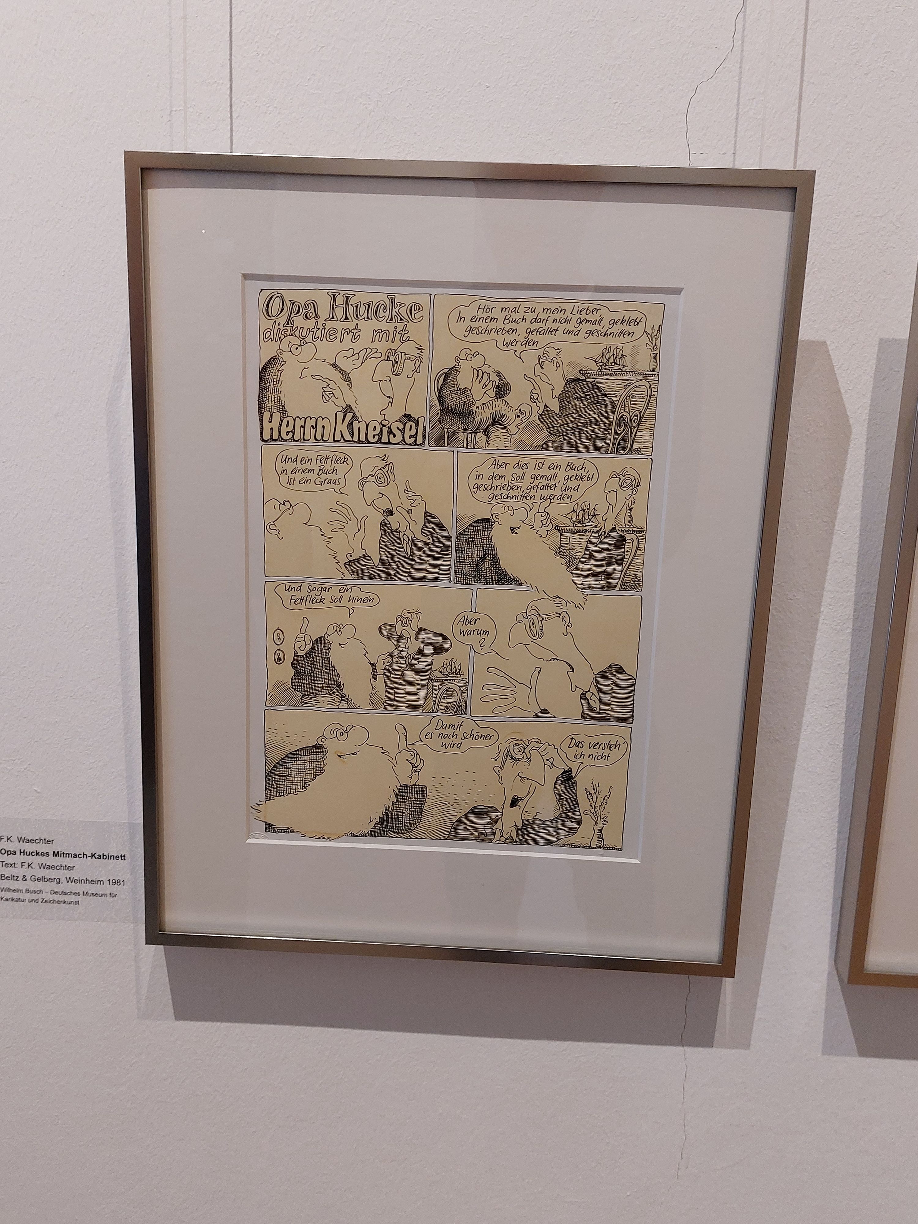 Ausstellung Väter und Söhne III im Bilderbuchmuseum F.K. Waechter und Philip Waechter
Opa Huckes Mitmach-Kabinett ist eines der Mitmach-Bücher von F.K. Waechter