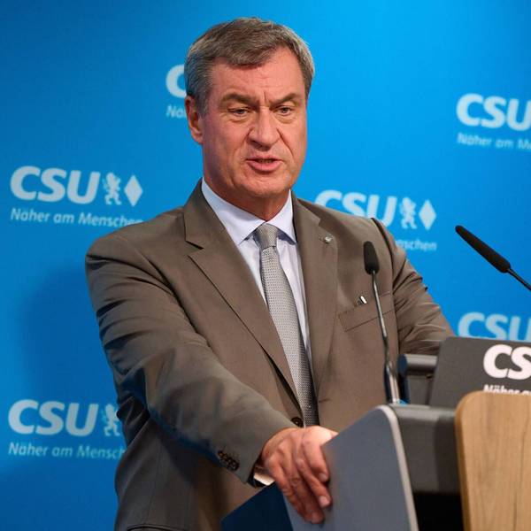 Bayerns Ministerpräsident Markus Söder (CSU) gibt zum Auftakt der Klausurtagung des CSU-Parteivorstands in der CSU-Landesleitung ein Pressestatement.