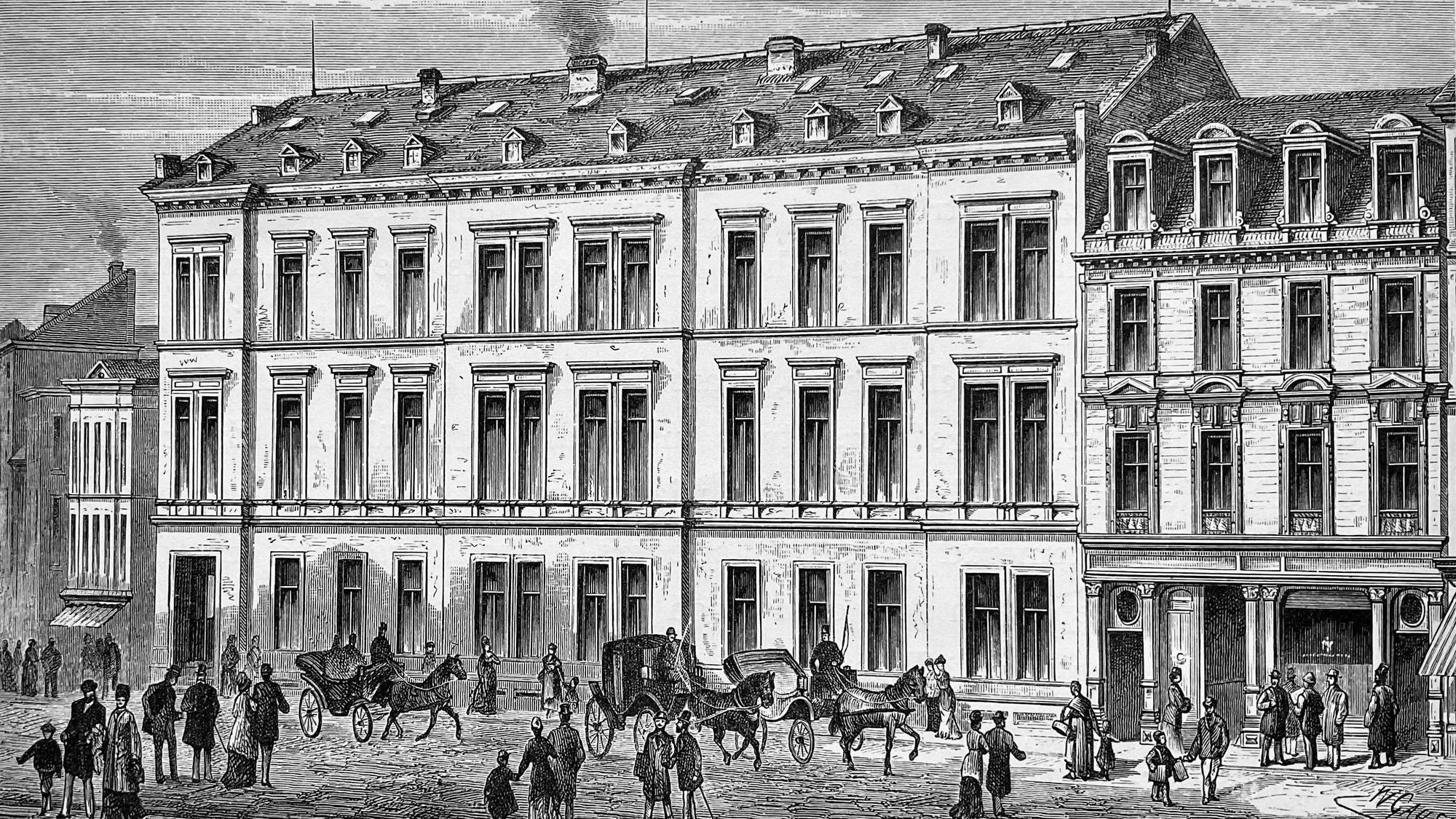So sah der Sitz des Verlags M. DuMont Schauberg an der Breite Straße im Jahr 1876 aus.