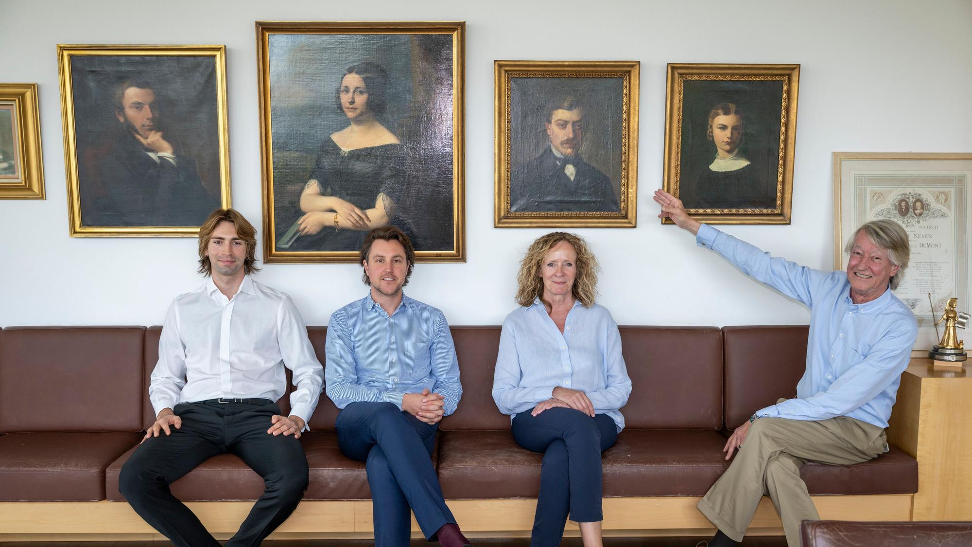 Christian DuMont Schütte, Isabella Neven DuMont, Hannibal DuMont Schütte und Robin Neven DuMont (von rechts).