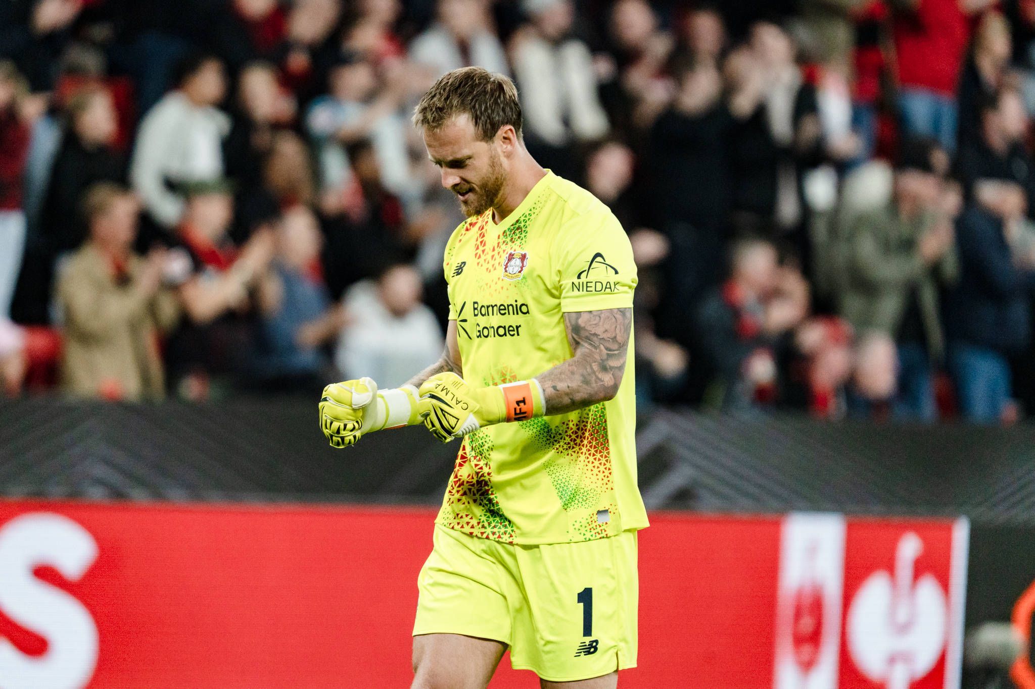 UEFA Europa League 2026 2027, Bayer 04 Leverkusen vs. NK Celje, 1. Spieltag, Mittwoch, 16.09.2026 BayArena Nordrhein-Westfalen, Deutschland Tor zum 1:0 durch Aleix Garcia Jubel/Freude/Emotionen/Torjubel Mark Flekken *** 20262027 UEFA Europa League, Bayer 04 Leverkusen vs. NK Celje, Matchday 1, Wednesday, September 16, 2026, BayArena, North Rhine-Westphalia, Germany 10 goal by Aleix Garcia celebration, joy, emotions, goal celebration, Mark Flekken Copyright: xCelinaxLeiersx
