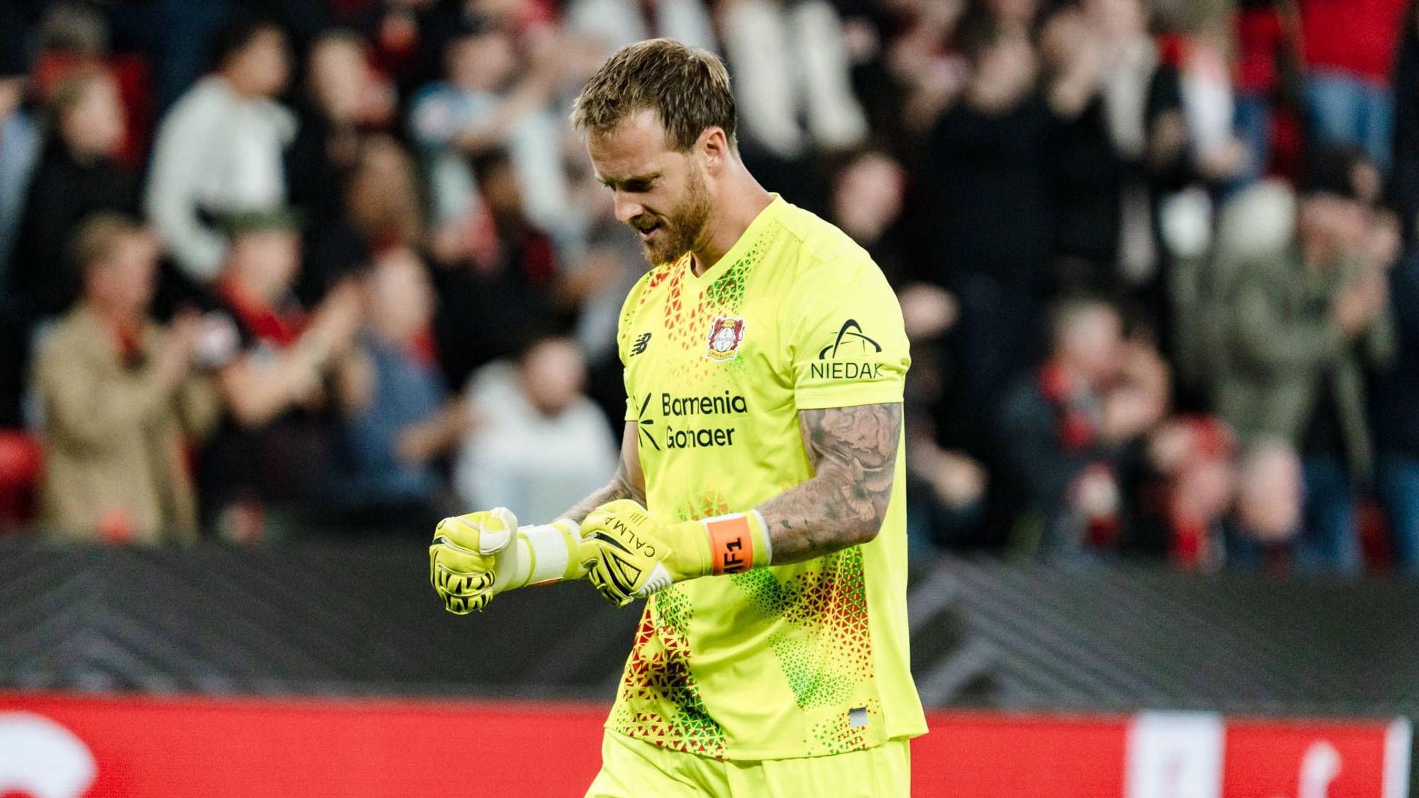 UEFA Europa League 2026 2027, Bayer 04 Leverkusen vs. NK Celje, 1. Spieltag, Mittwoch, 16.09.2026 BayArena Nordrhein-Westfalen, Deutschland Tor zum 1:0 durch Aleix Garcia Jubel/Freude/Emotionen/Torjubel Mark Flekken *** 20262027 UEFA Europa League, Bayer 04 Leverkusen vs. NK Celje, Matchday 1, Wednesday, September 16, 2026, BayArena, North Rhine-Westphalia, Germany 10 goal by Aleix Garcia celebration, joy, emotions, goal celebration, Mark Flekken Copyright: xCelinaxLeiersx